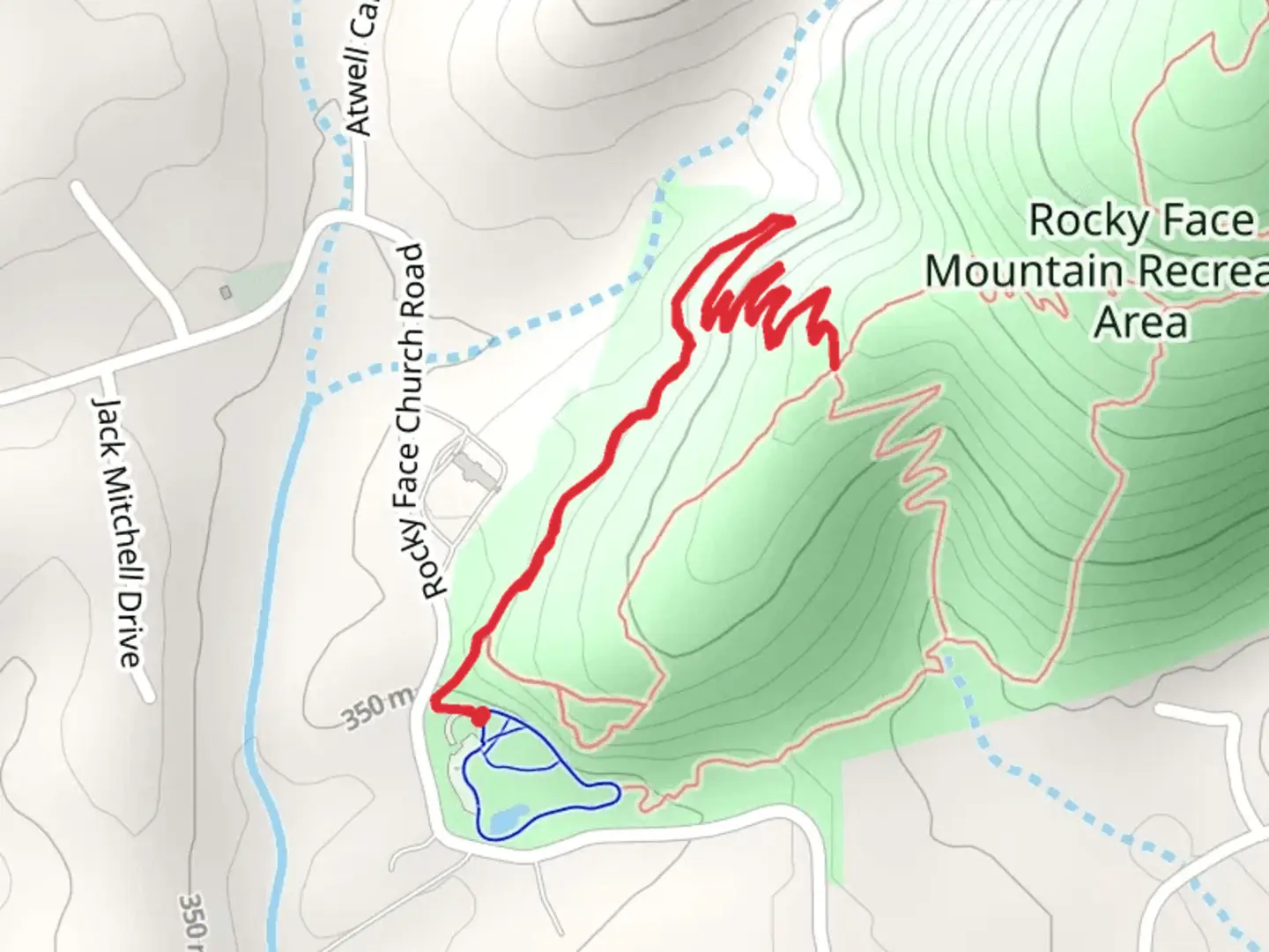 An image depicting the trail Prison Camp Trail Out and Back and its surrounding area.