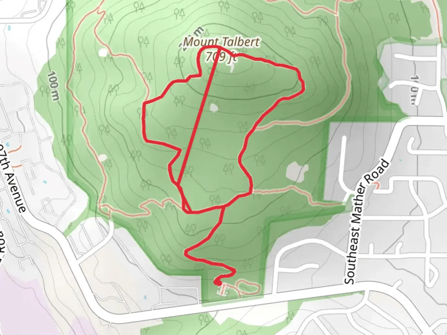An image depicting the trail Mount Talbert Loop and its surrounding area.