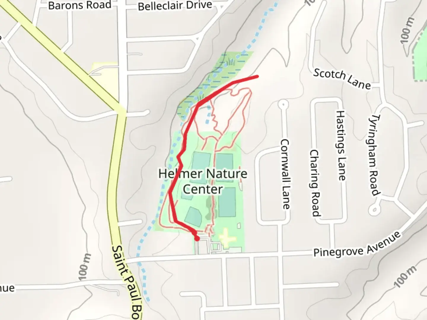 An image depicting the trail Helmer Nature Center and its surrounding area.