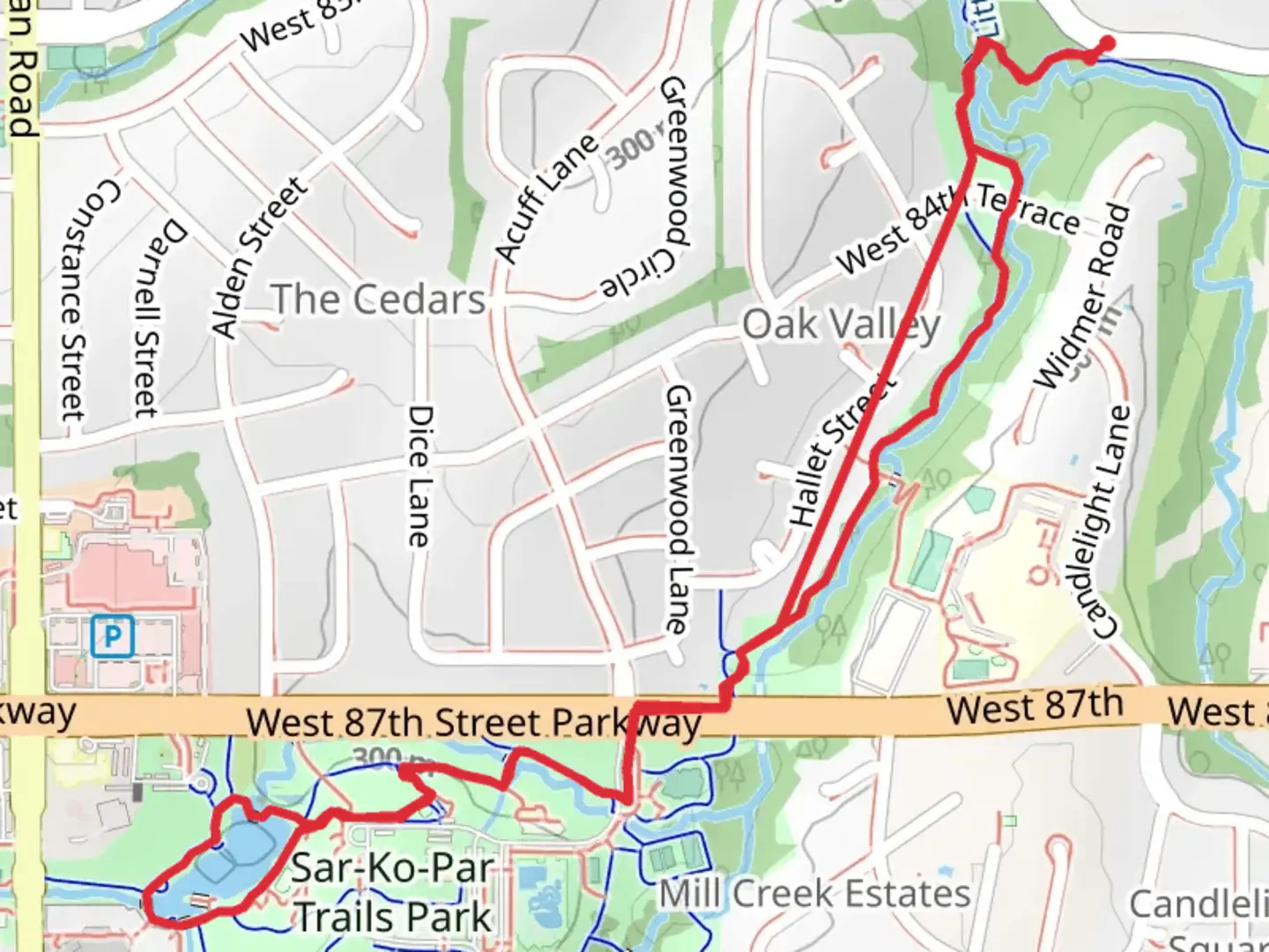 An image depicting the trail Sar-Ko-Par Trails Park and its surrounding area.