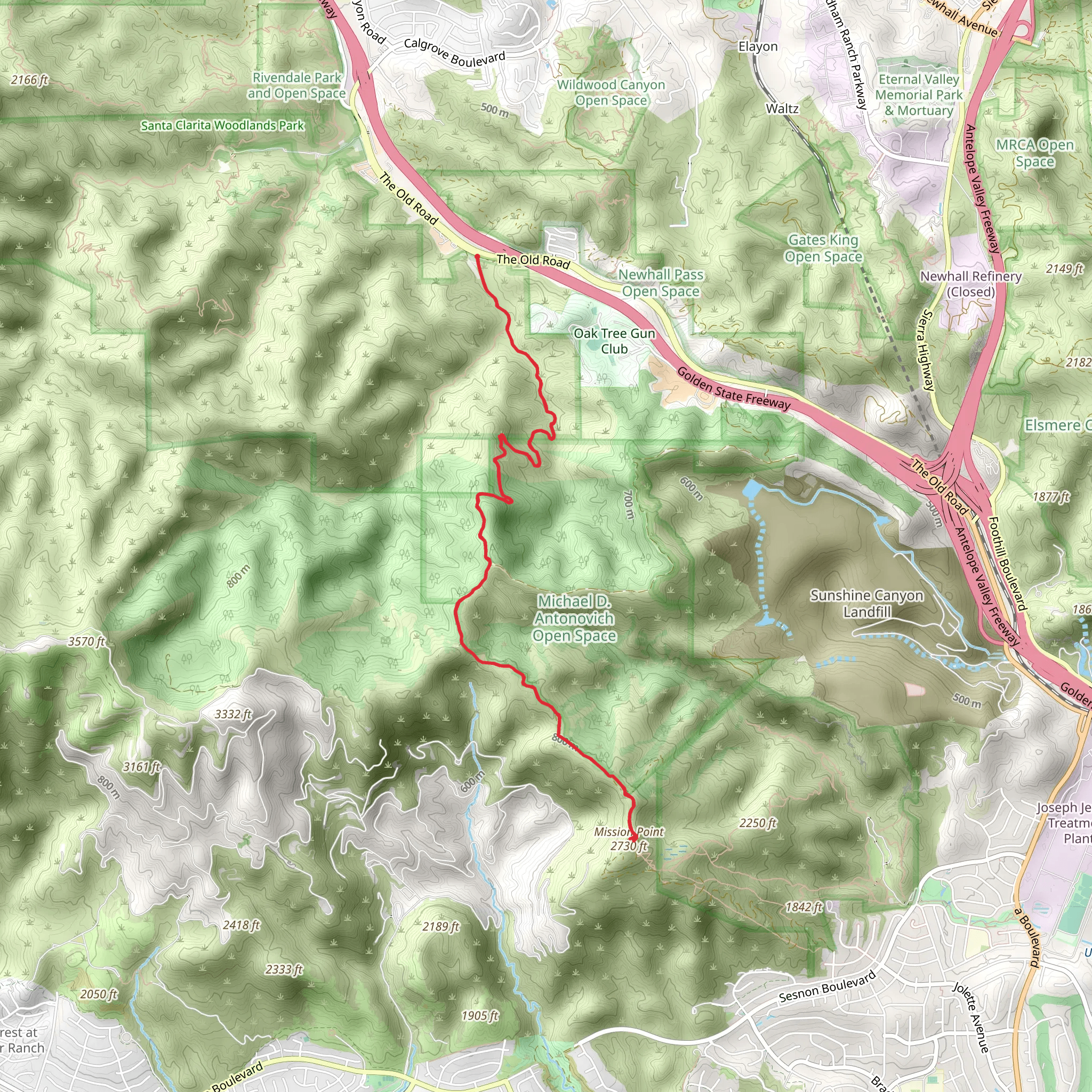 Mission Point via East Canyon Trail mobile static map