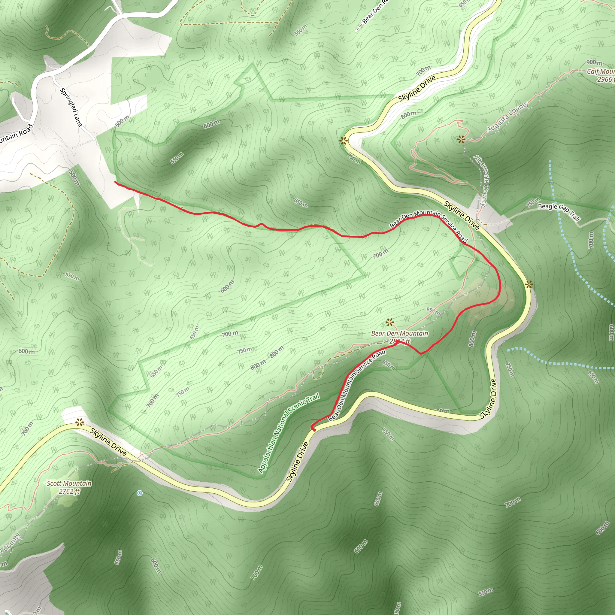 Bear Den Mountain Trail mobile static map