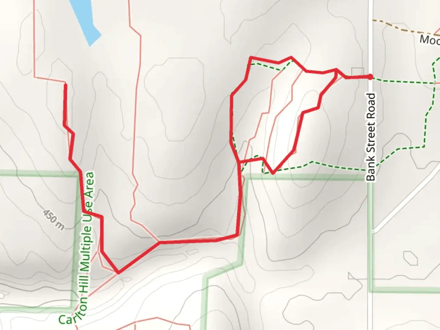 An image depicting the trail MiddleBury Loop and its surrounding area.