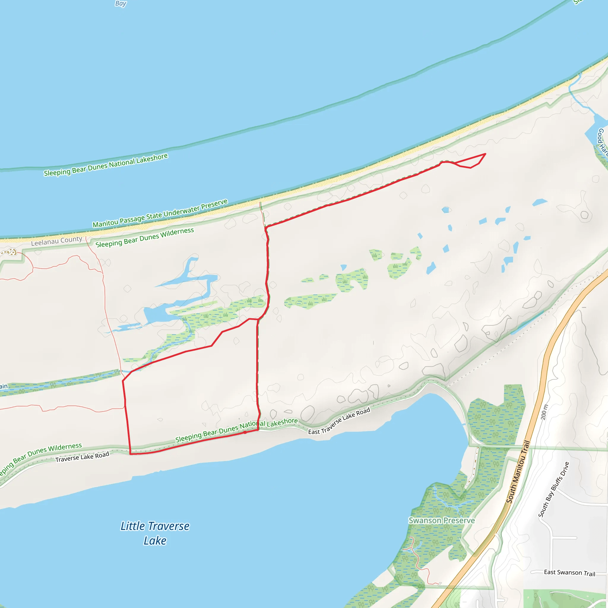 Good Harbor Bay Trail and Good Harbour Bay Beach Loop mobile static map