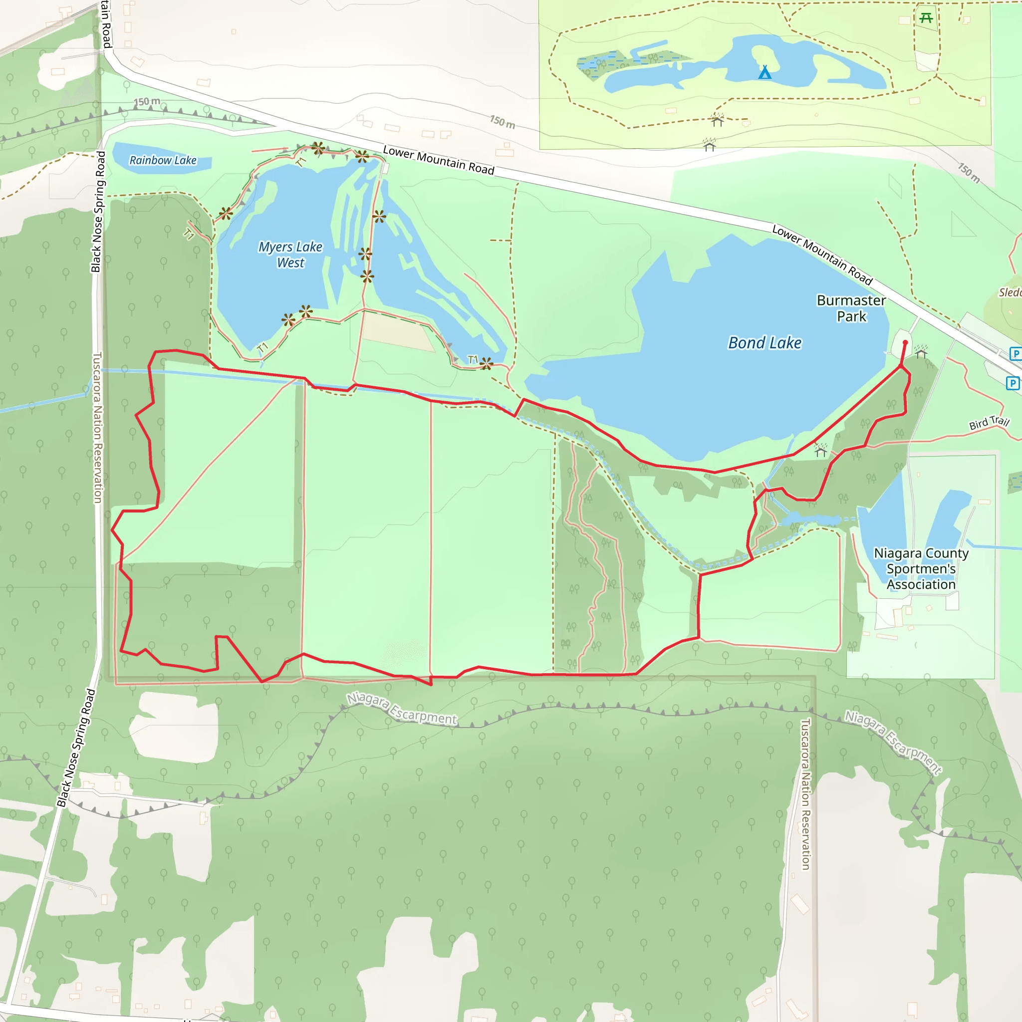 Bond Lake and Burmaster Park Loop mobile static map