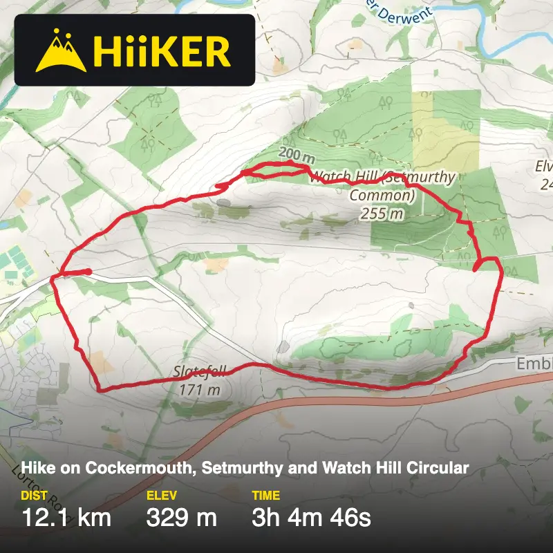 A map preview of the recording Hike on Cockermouth, Setmurthy and Watch Hill Circular.