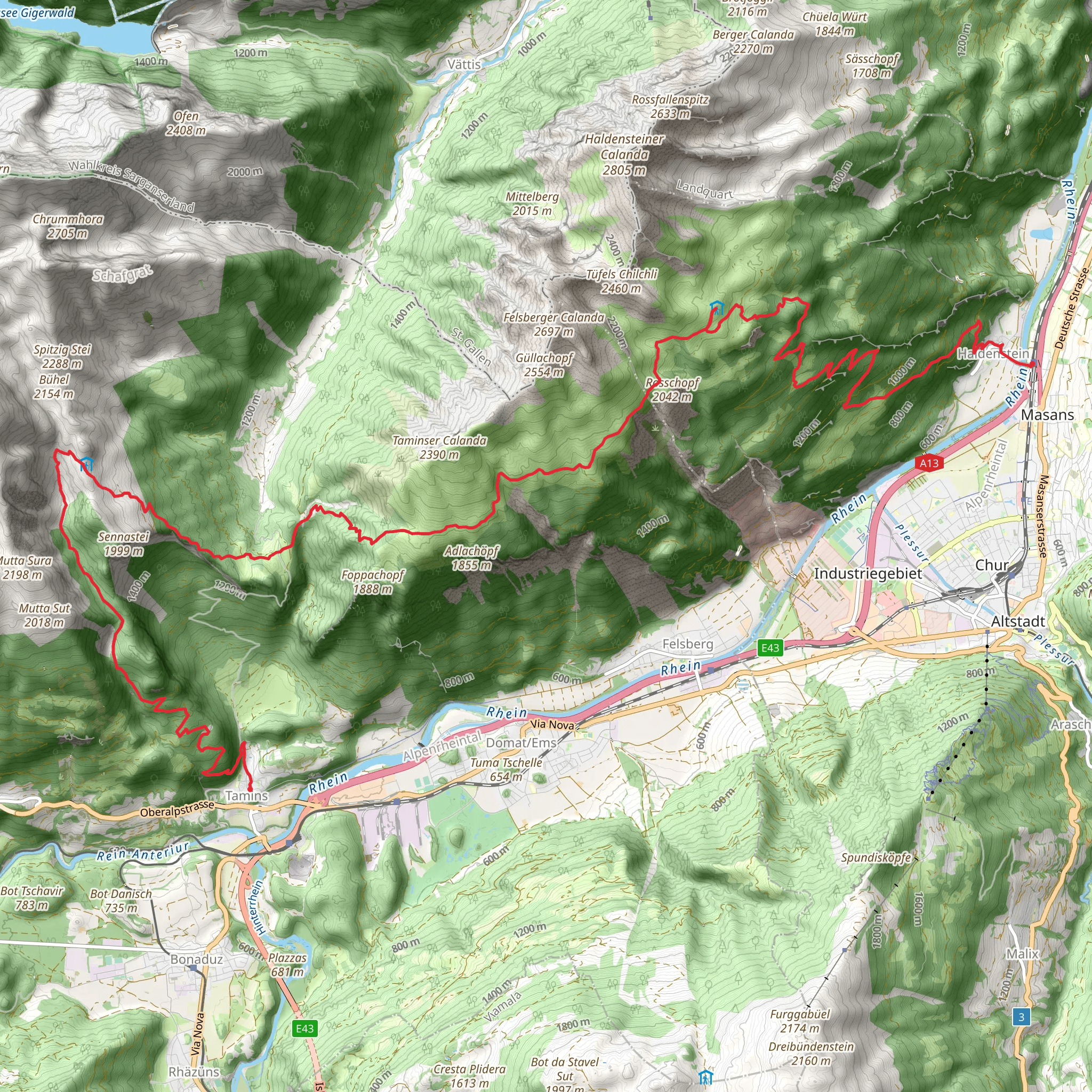 Chur Rhine Valley mobile static map