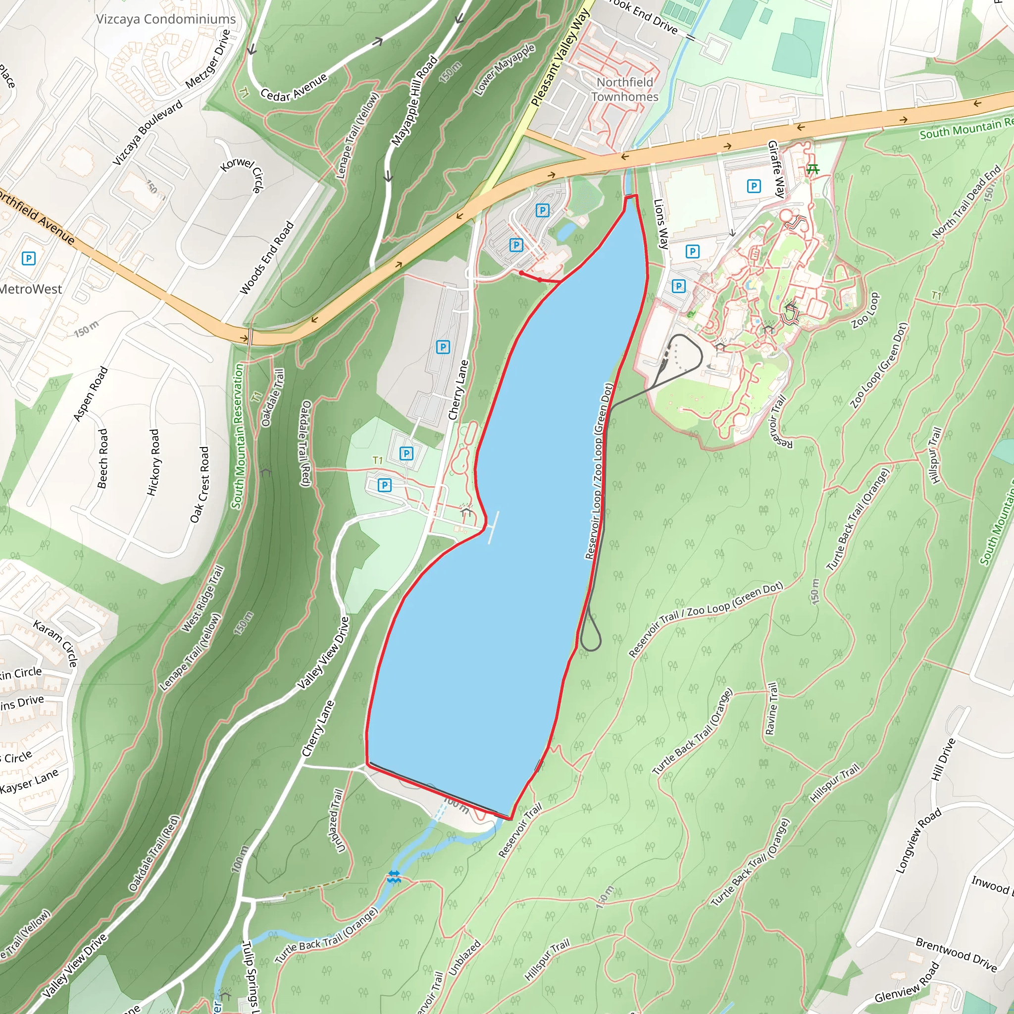 Orange Reservoir Loop via Reservoir Walking Path mobile static map