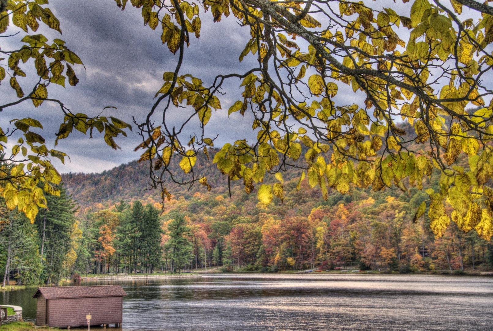 An image depicting the trail South Branch Little Aughwick Creek and Cowans Gap Lake and its surrounding area.