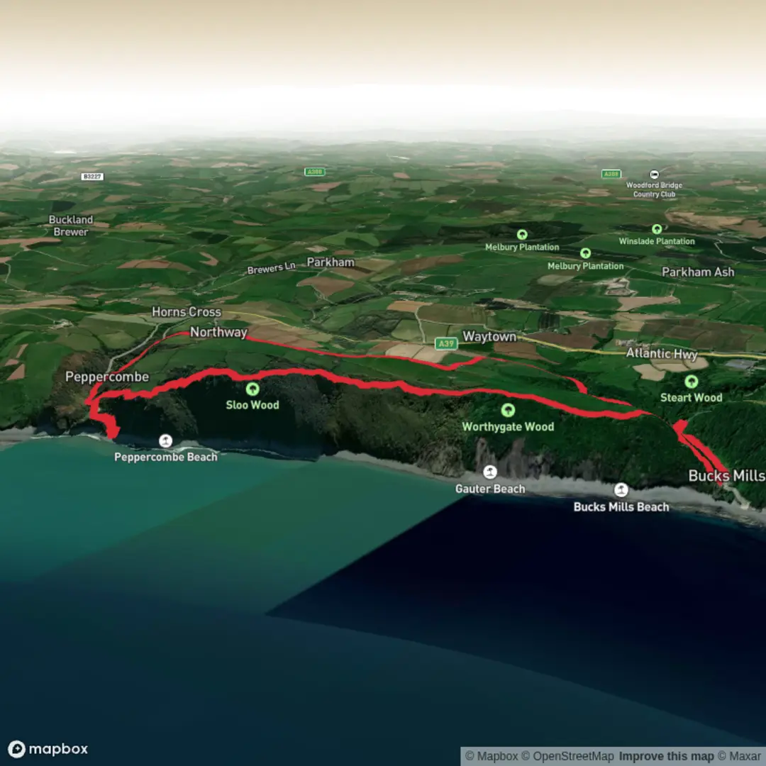 An image depicting the trail Bucks Mill & Peppercombe Castle Loop - Upper Limits UK and its surrounding area.