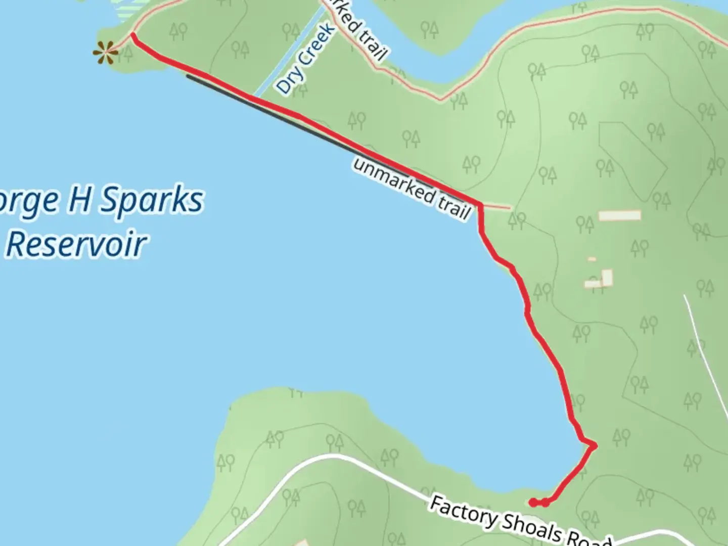 An image depicting the trail George H Sparks Reservoir - Unmarkrd Trail and its surrounding area.