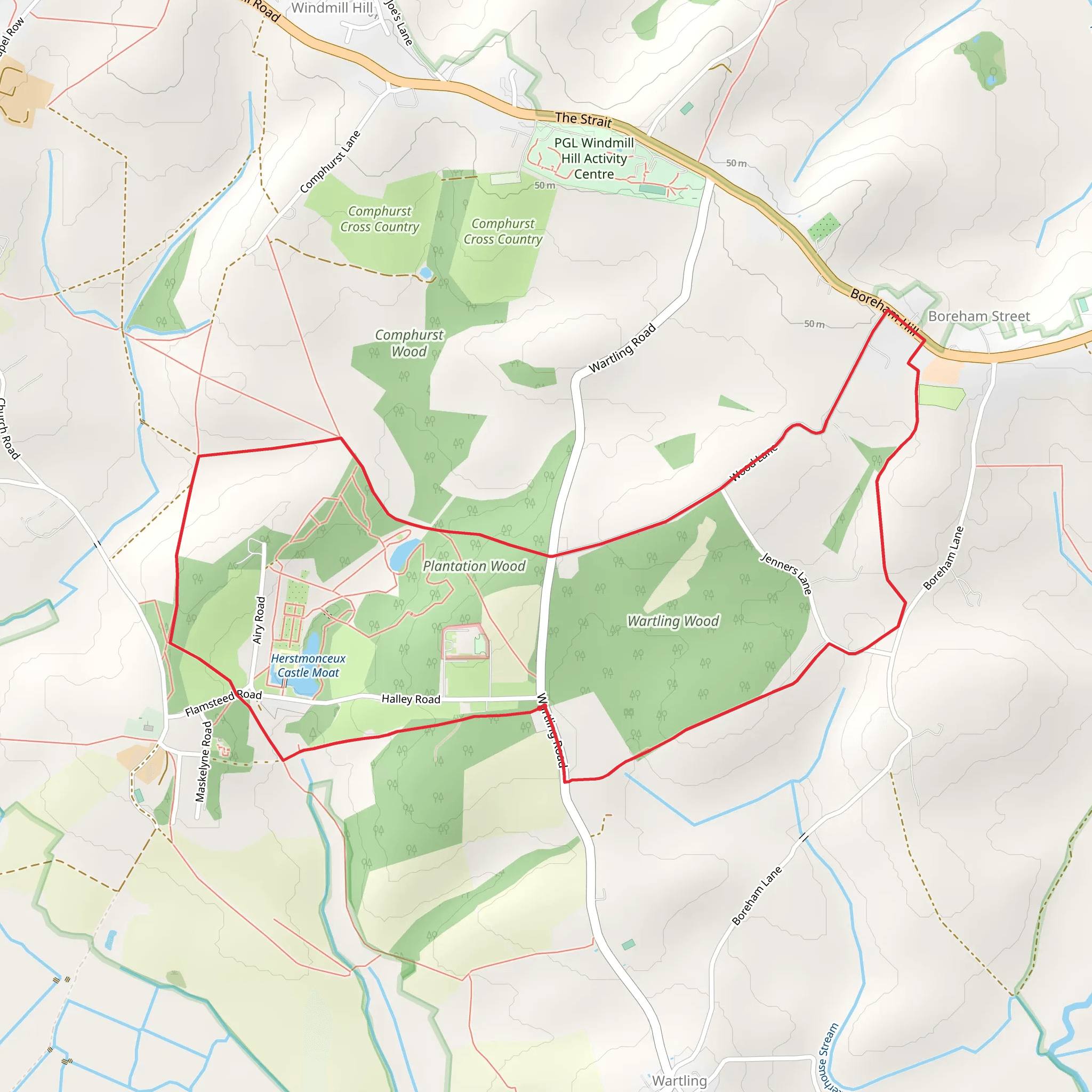 Wartling Wood Loop mobile static map