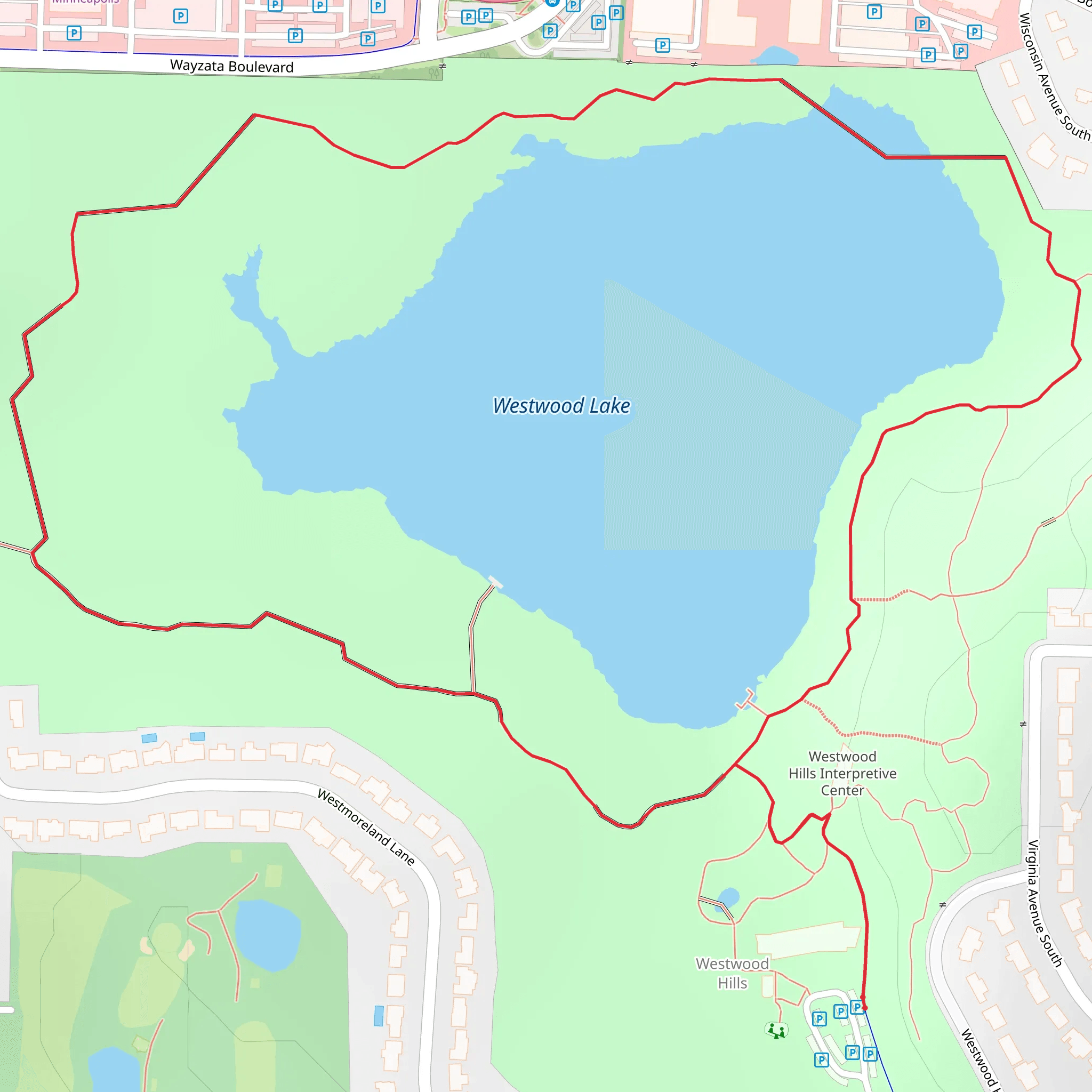Westwood Lake Loop mobile static map