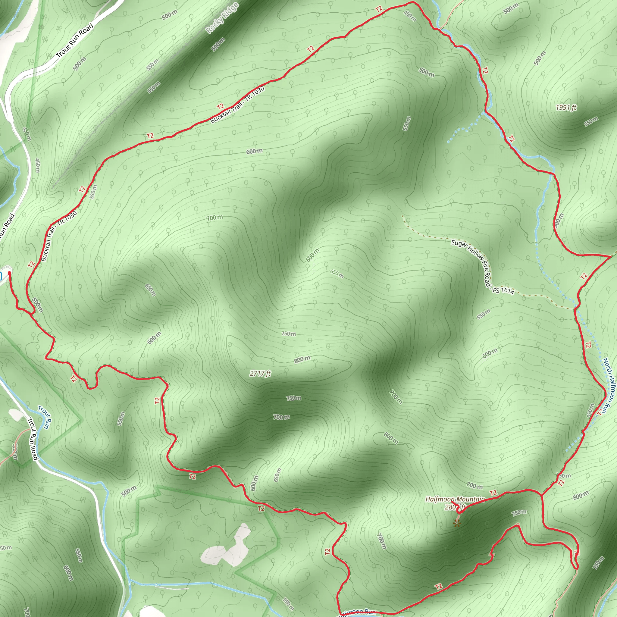 Halfmoon Mountain - Bucktail Loop Trail mobile static map