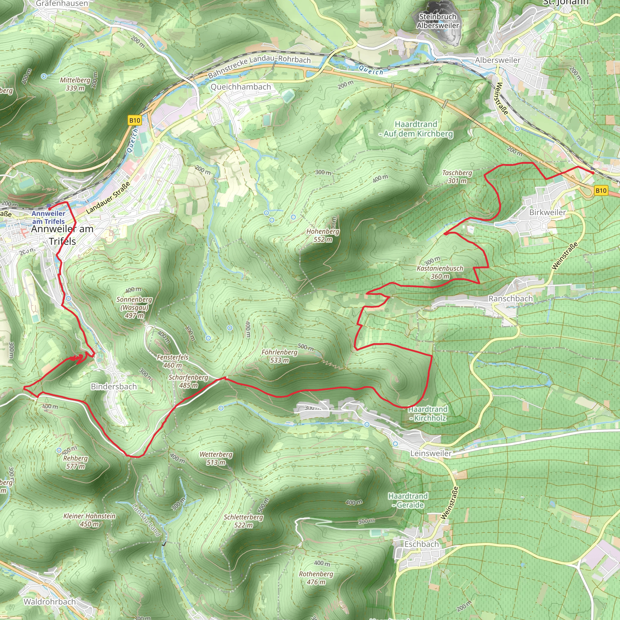 Birkweiler to Annweiler am Trifels Walk mobile static map