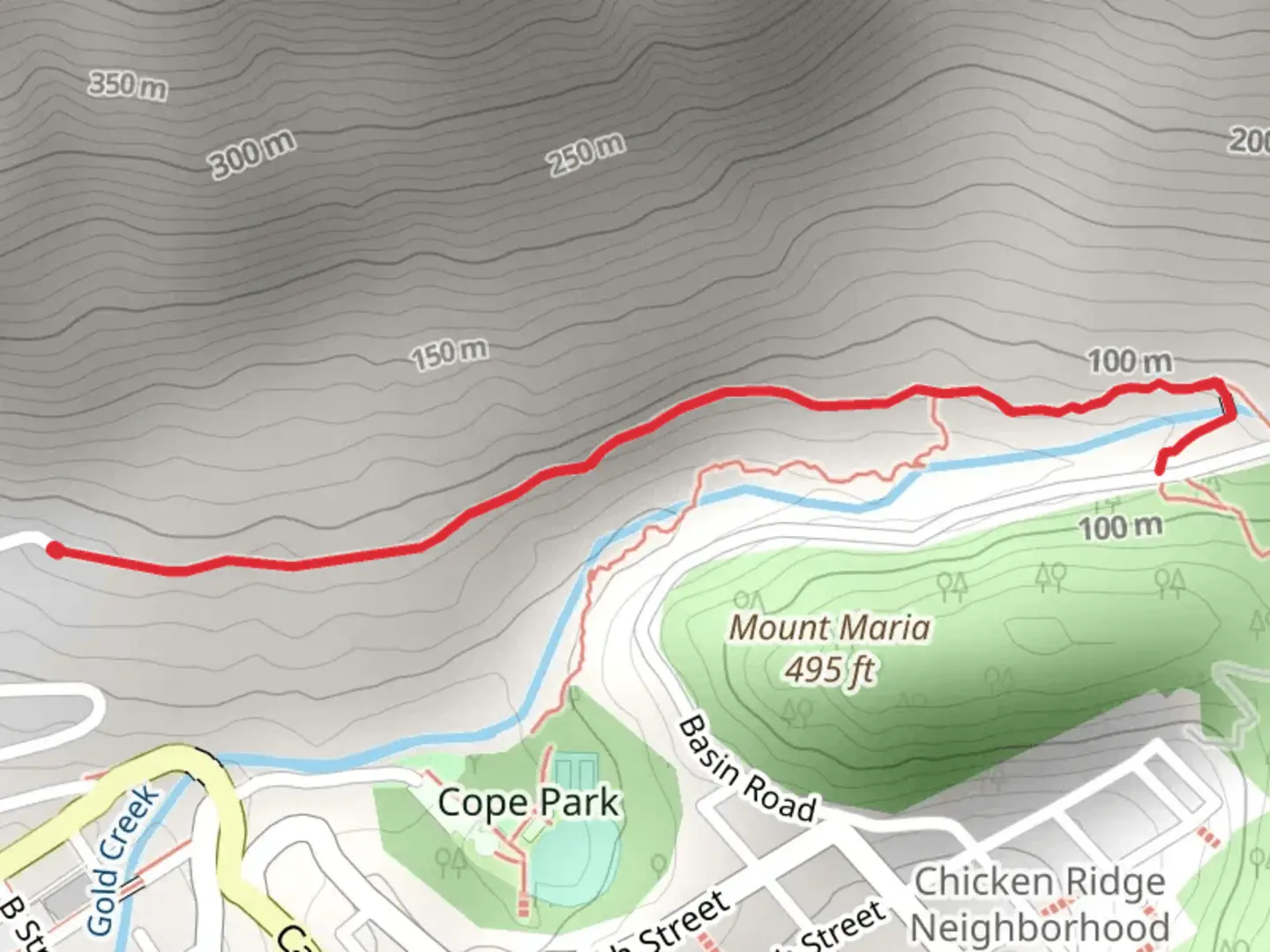An image depicting the trail Gold Creek Flume and its surrounding area.