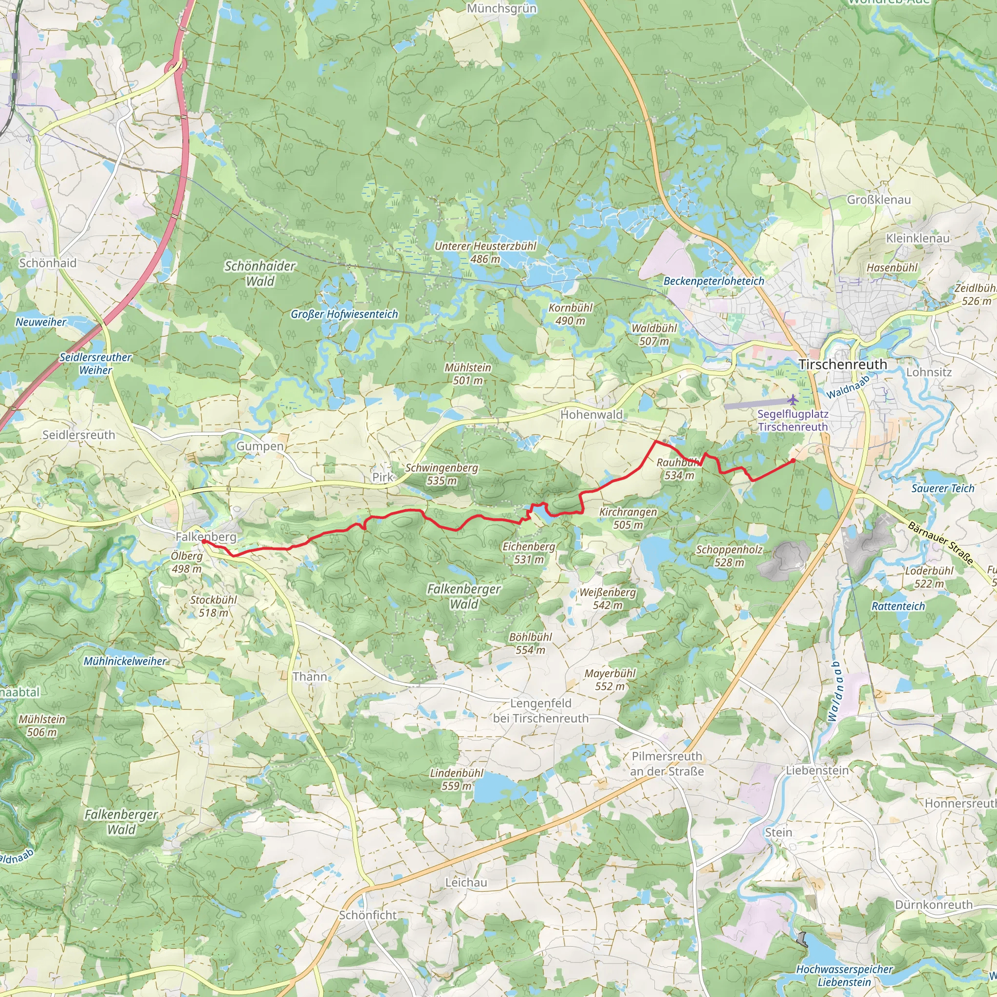 Falkenberg to Furt via Zeitlerweiher mobile static map