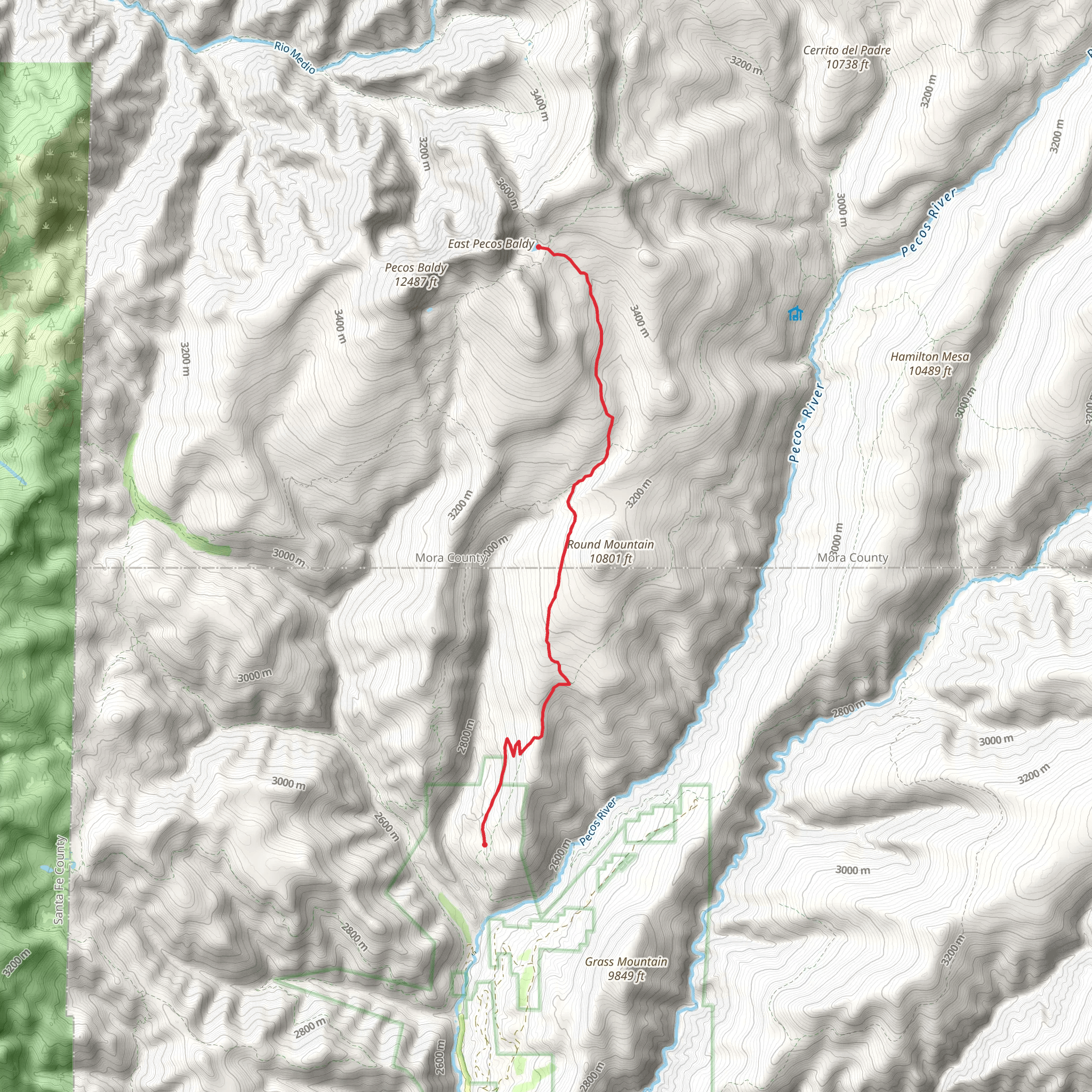 Pecos Baldy Lake, Jack's Creek Trail and Beatty's Trail mobile static map
