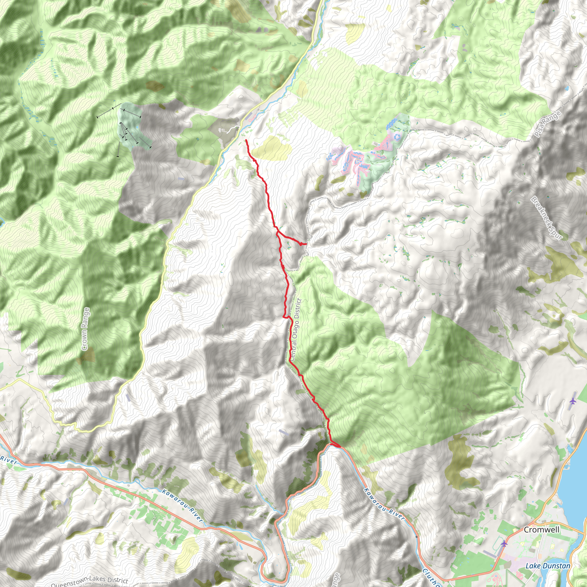 Tuohys Gully to Roaring Meg mobile static map