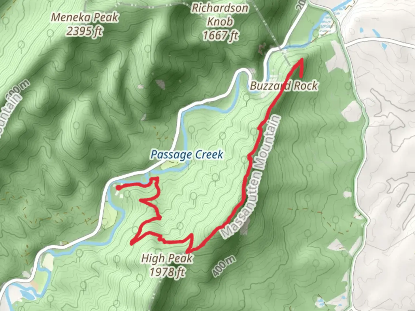 An image depicting the trail Tuscarora Trail and Buzzard Rock Trail and its surrounding area.