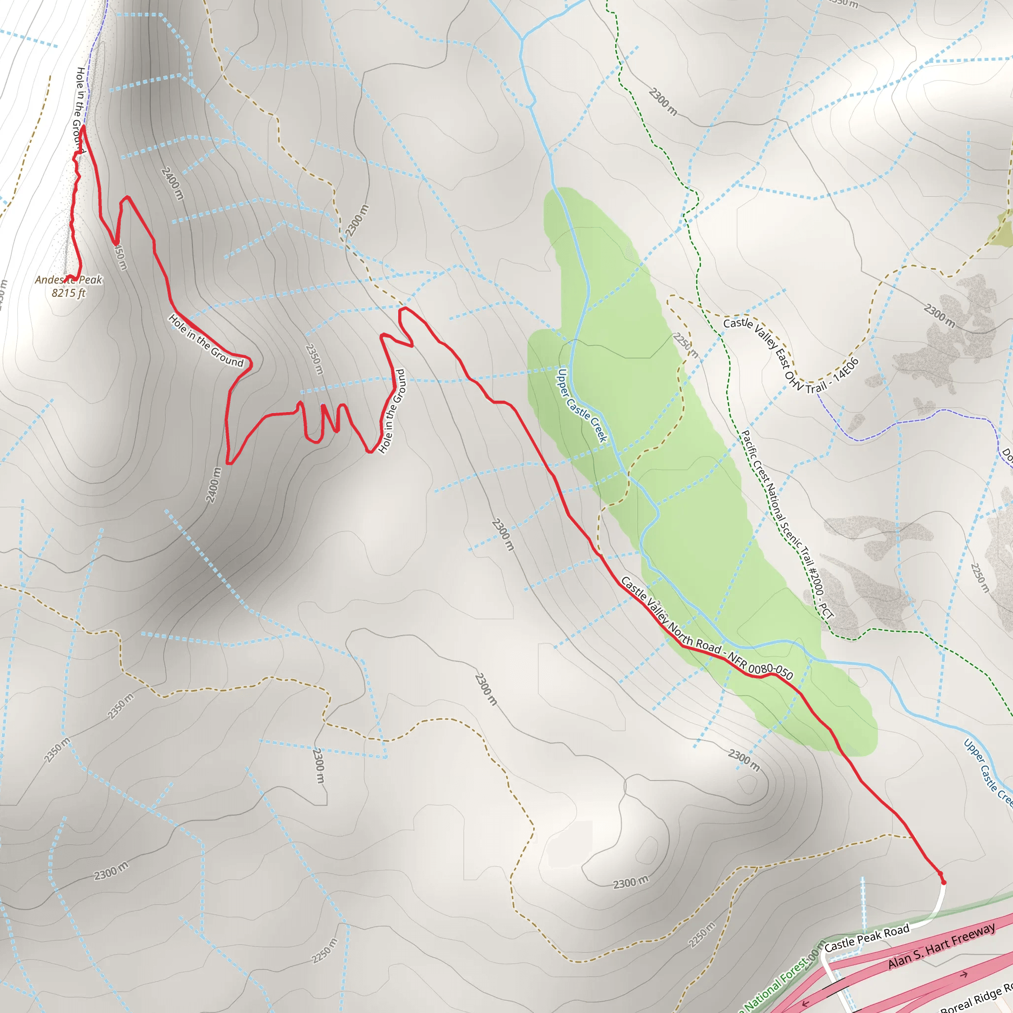 Andesite Peak Trail mobile static map