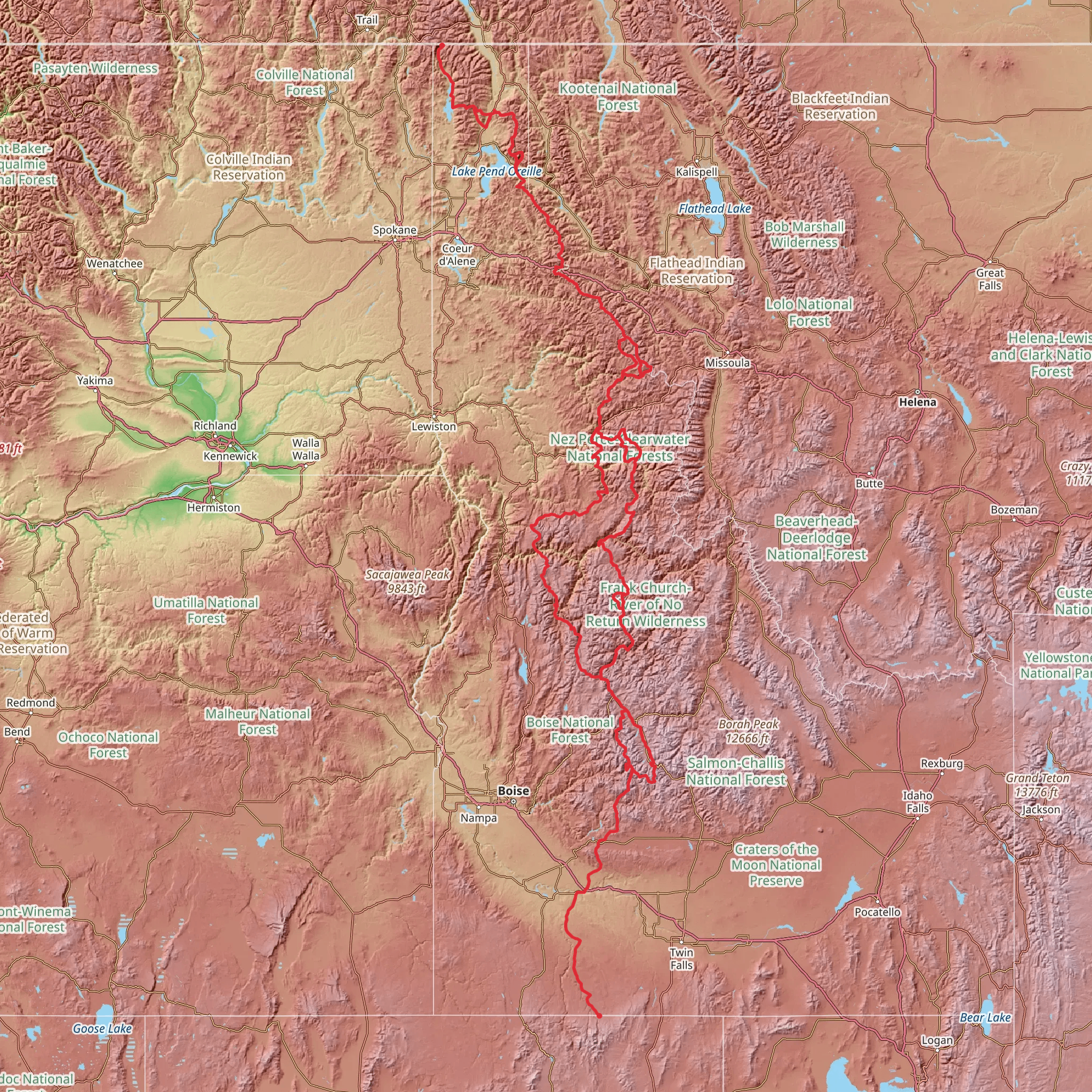 Idaho Centennial Trail mobile static map