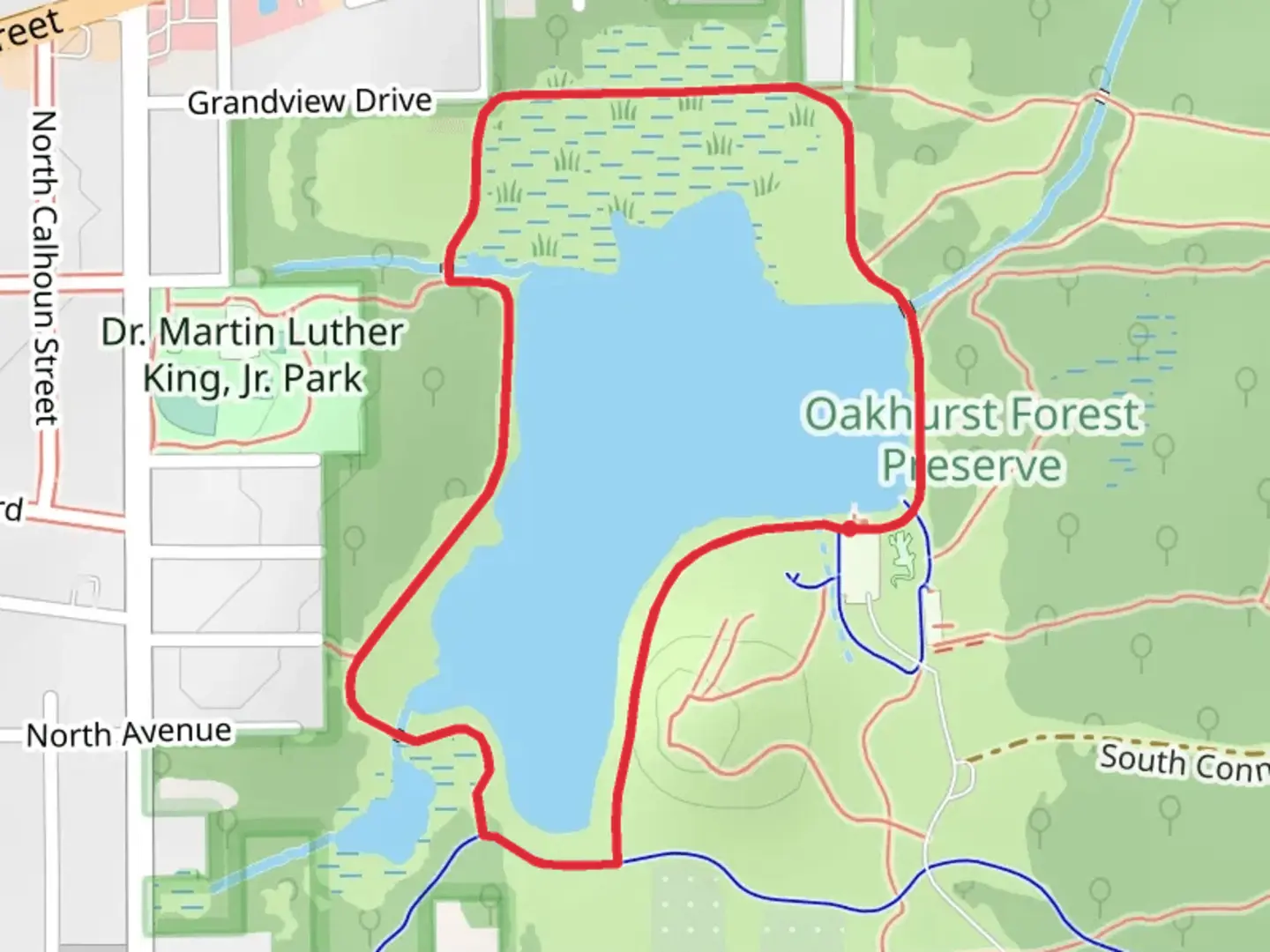 An image depicting the trail Lake Patterson Loop and its surrounding area.