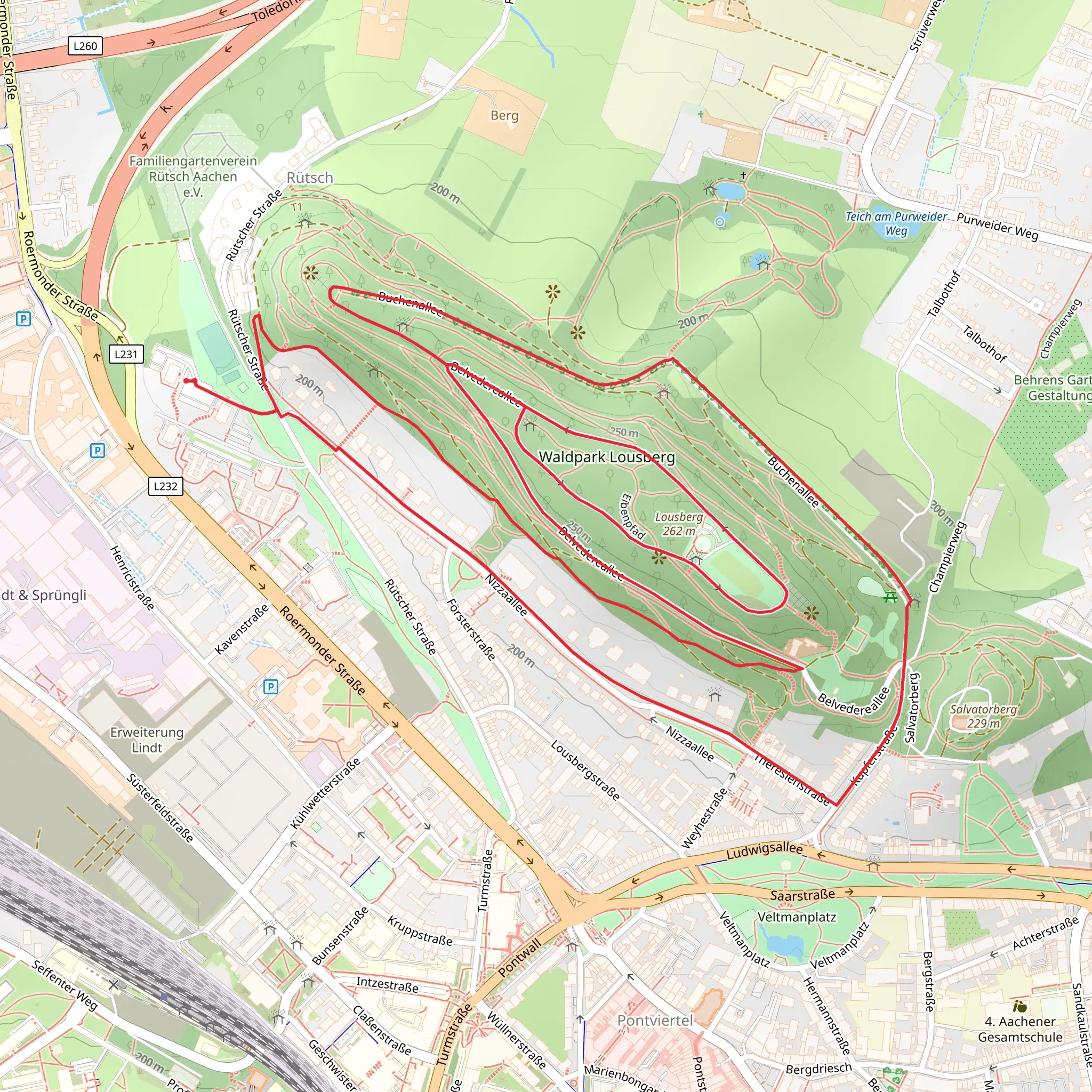 Waldpark Lousberg Loop mobile static map