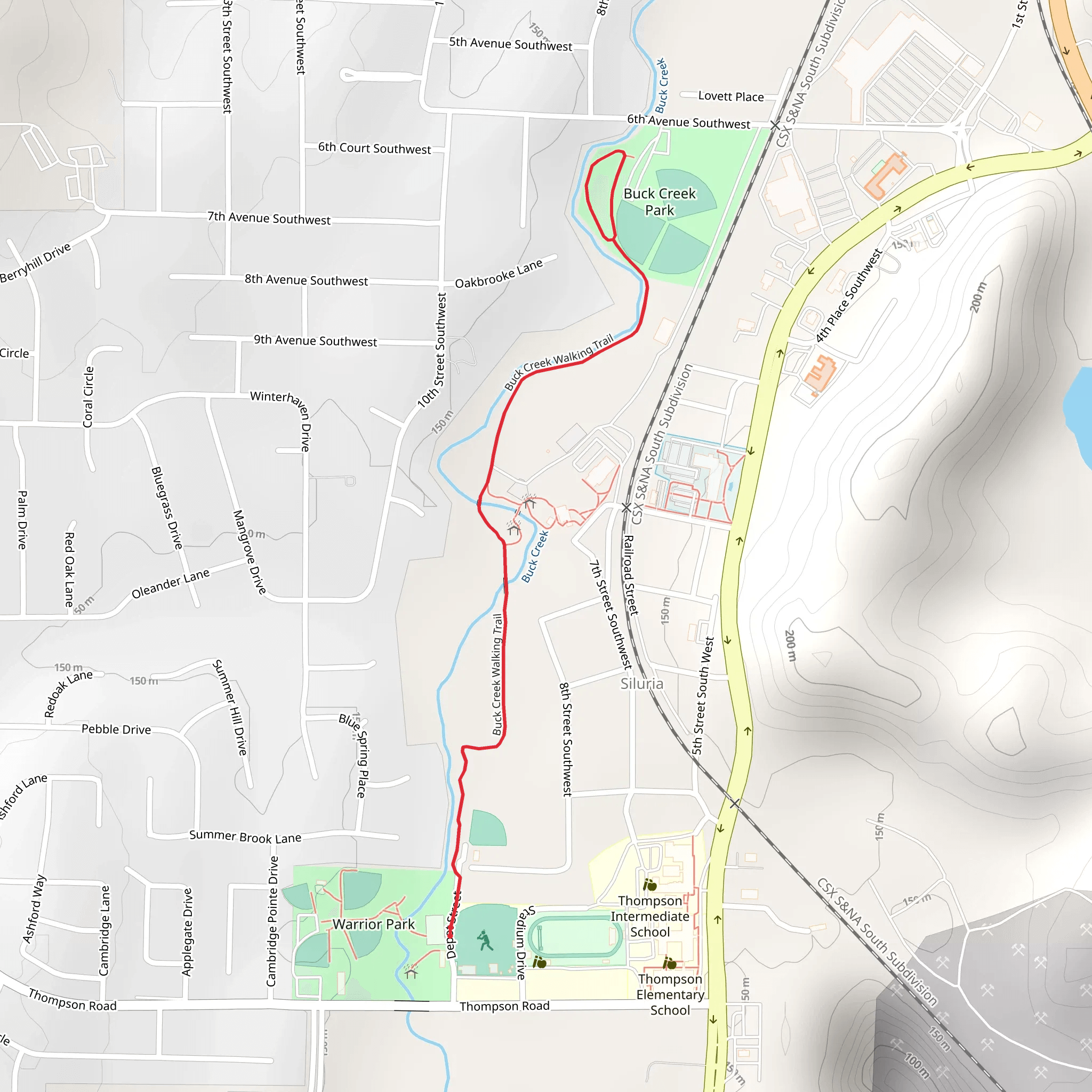 Buck Creek Walking Trail from Warrior Park mobile static map