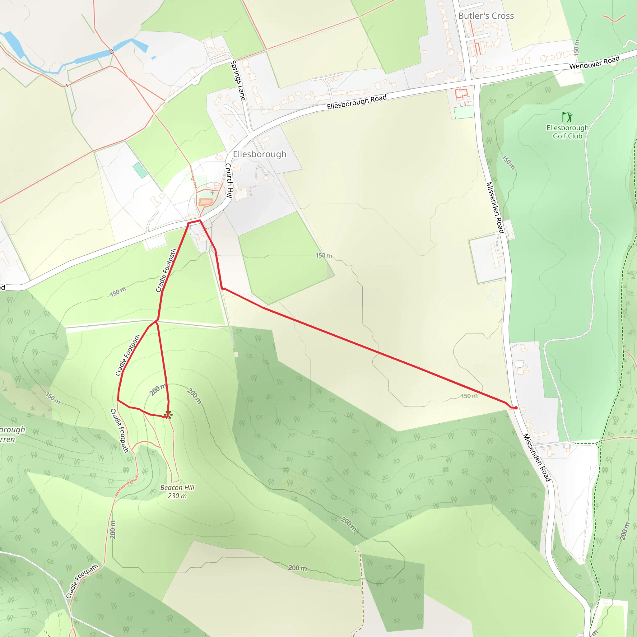 Beachon Hill Loop via Outer Aylesbury Ring mobile static map