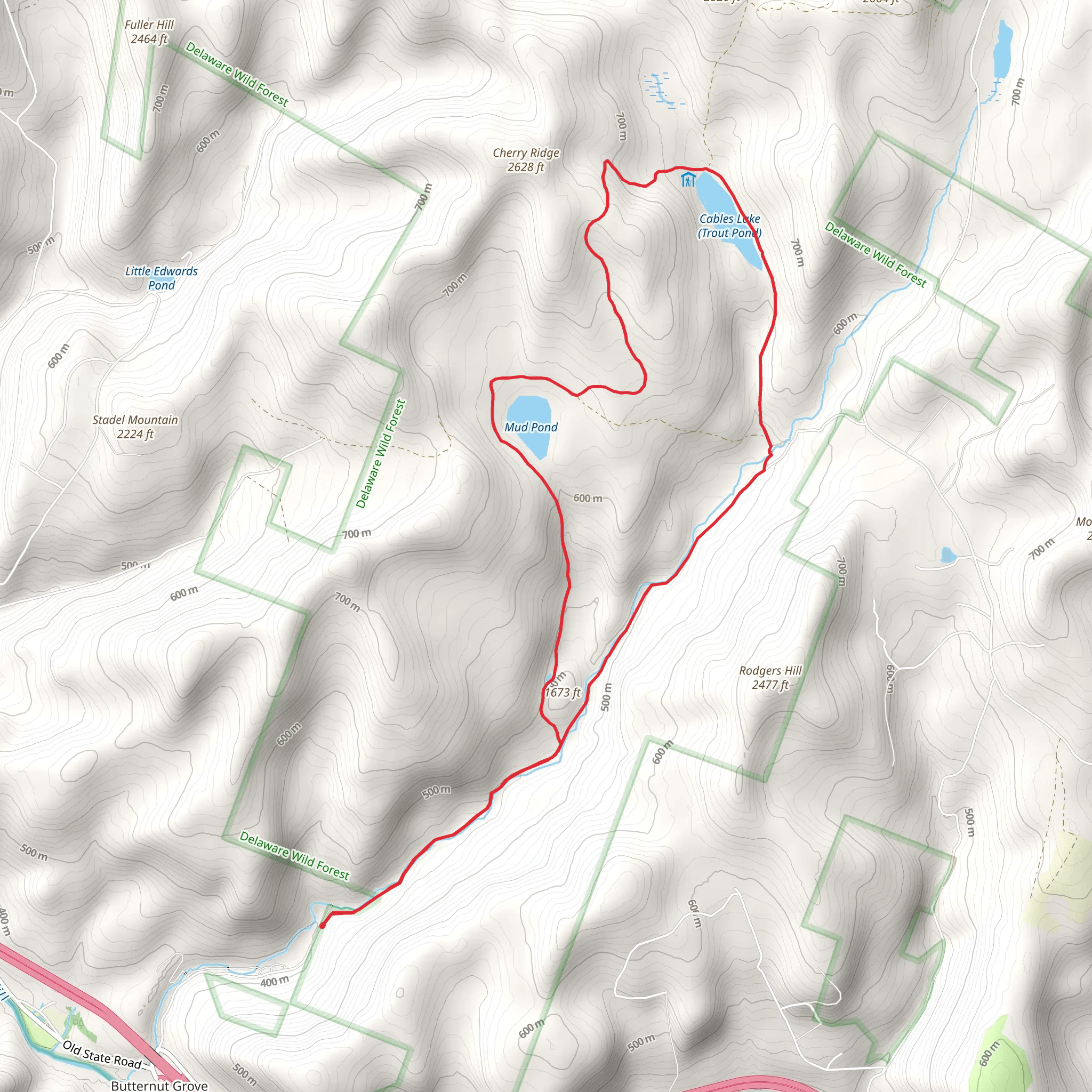 Russell Brook Cables Lake Loop mobile static map