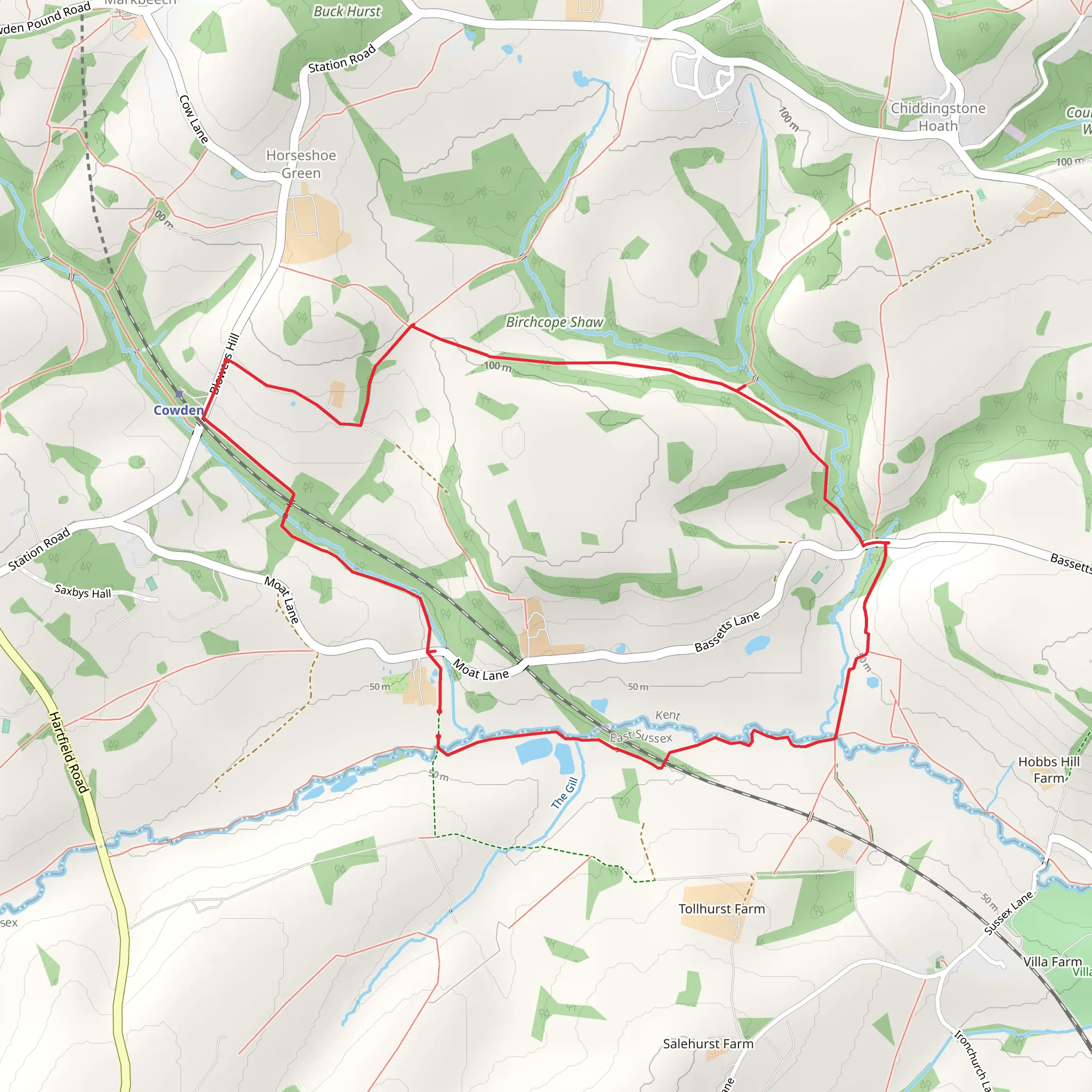 Kent - Circular walk from Cowden station mobile static map