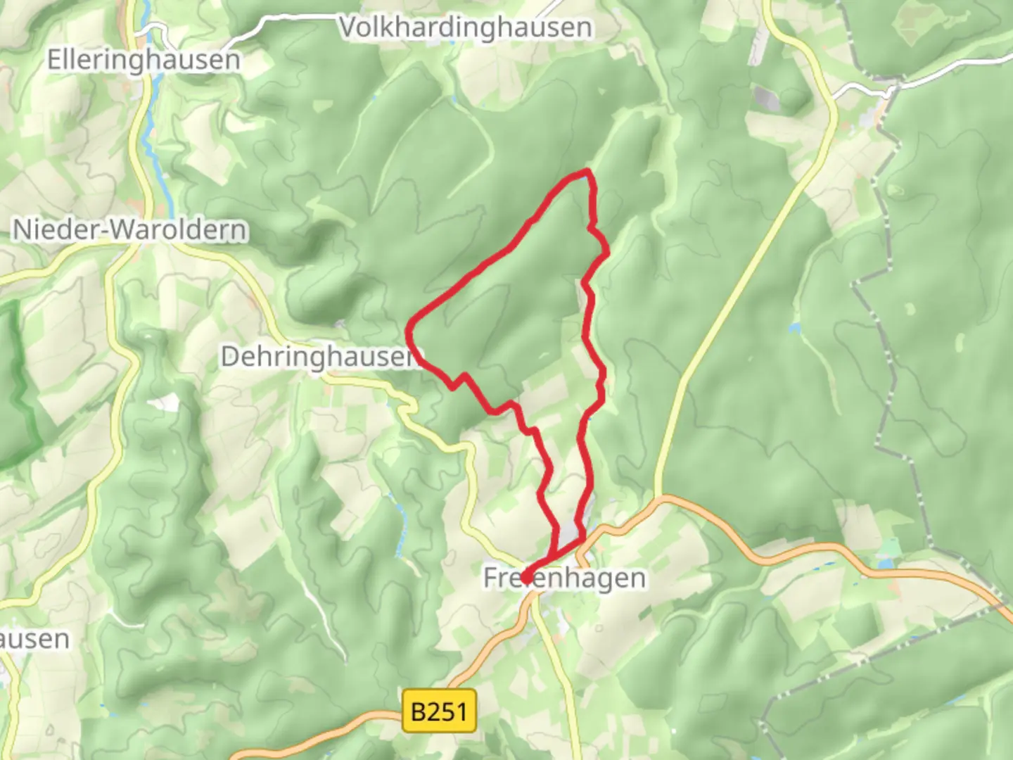 An image depicting the trail Freienhagen Loop and its surrounding area.