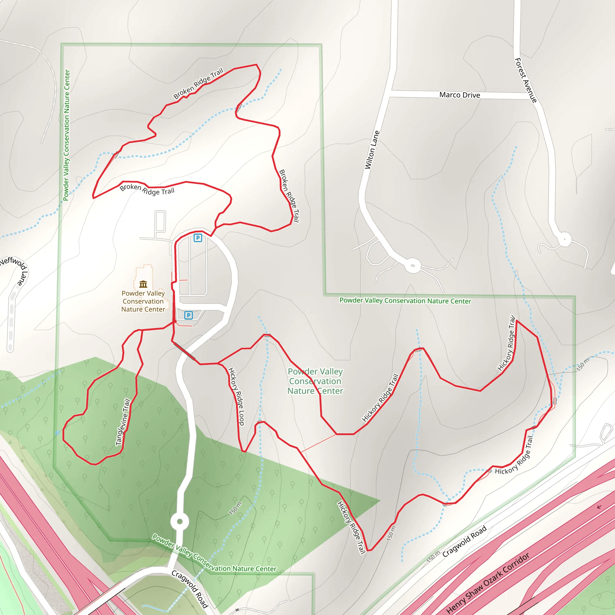 Tanglevine, Hickory Ridge and Broken Ridge Loop mobile static map