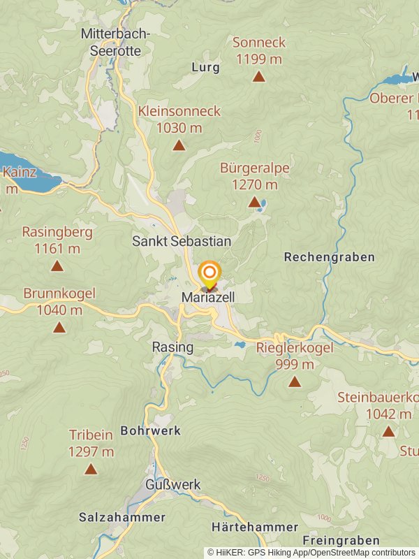 Schießstattgasse to Buschniggweg from Mariazell mobile static map