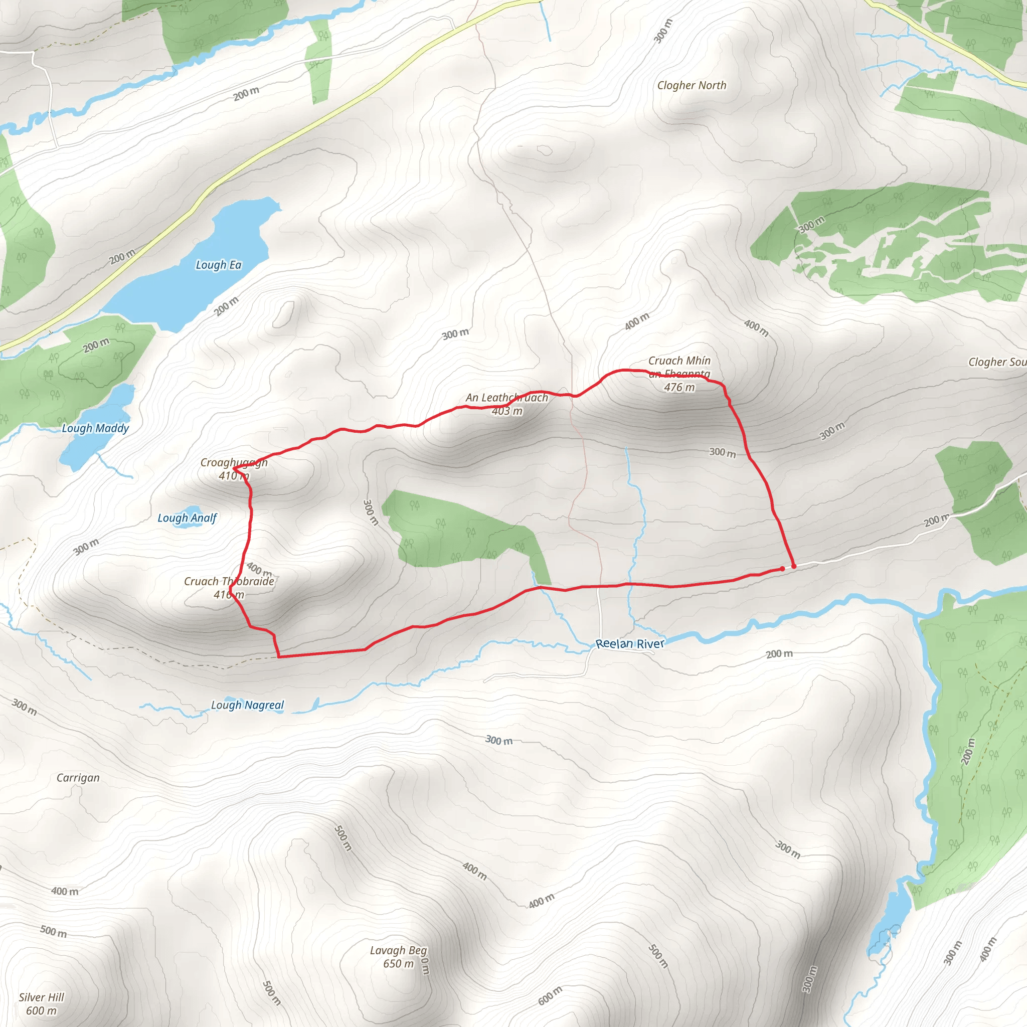 Croveenananta - Croaghubbrid Mountain Loop mobile static map