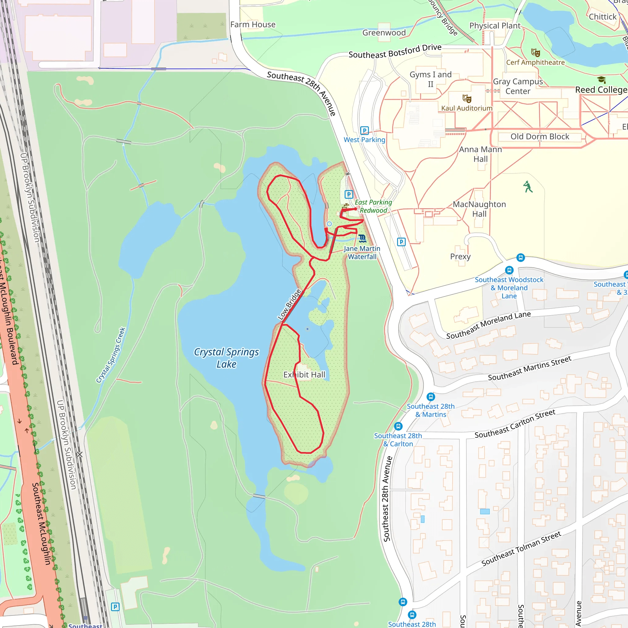 Crystal Springs Lake via Low Bridge Loop mobile static map