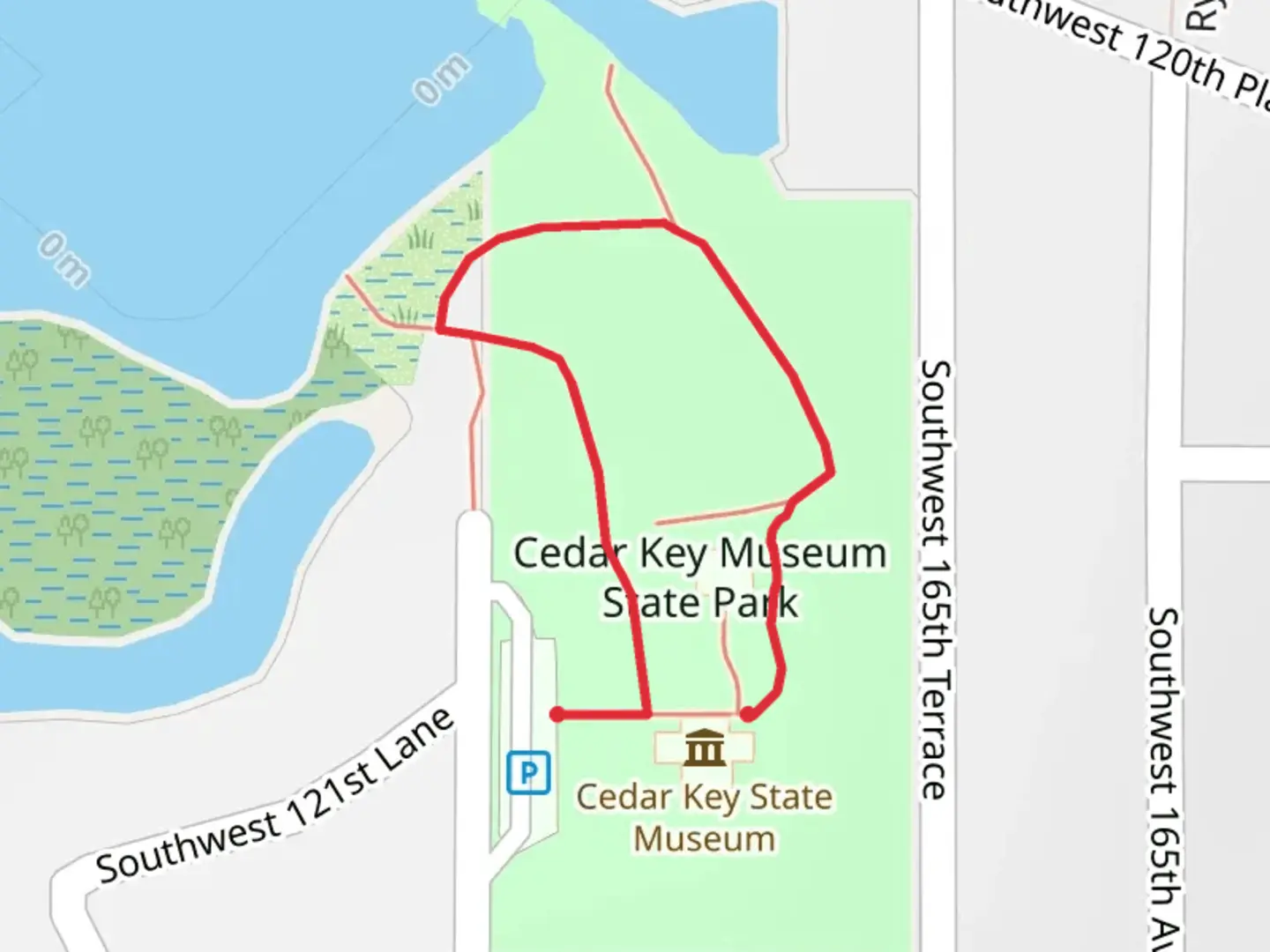 An image depicting the trail Cedar Key Museum State Park Loop and its surrounding area.