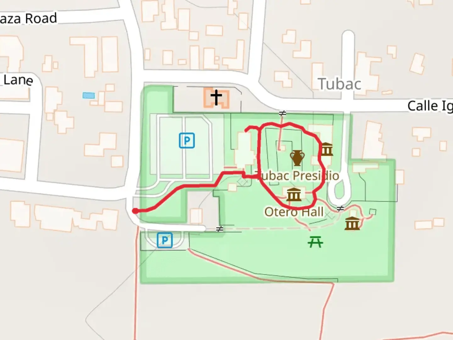 An image depicting the trail Tubac Presidio Loop and its surrounding area.