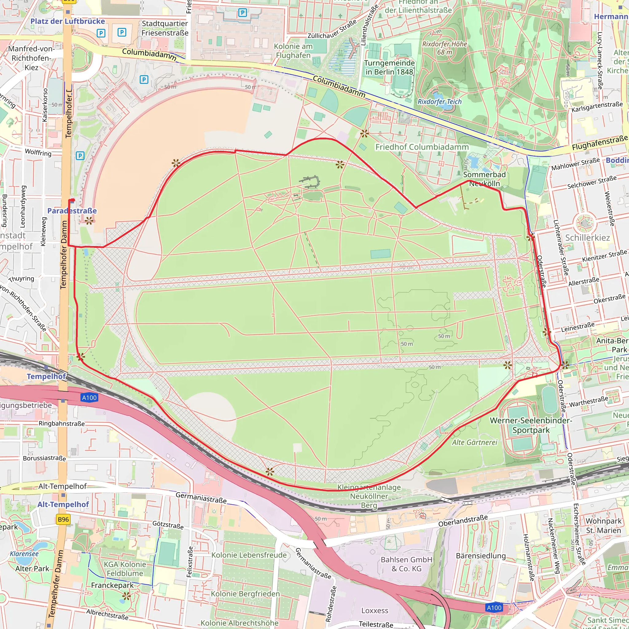 Tempelhofer Feld Loop mobile static map