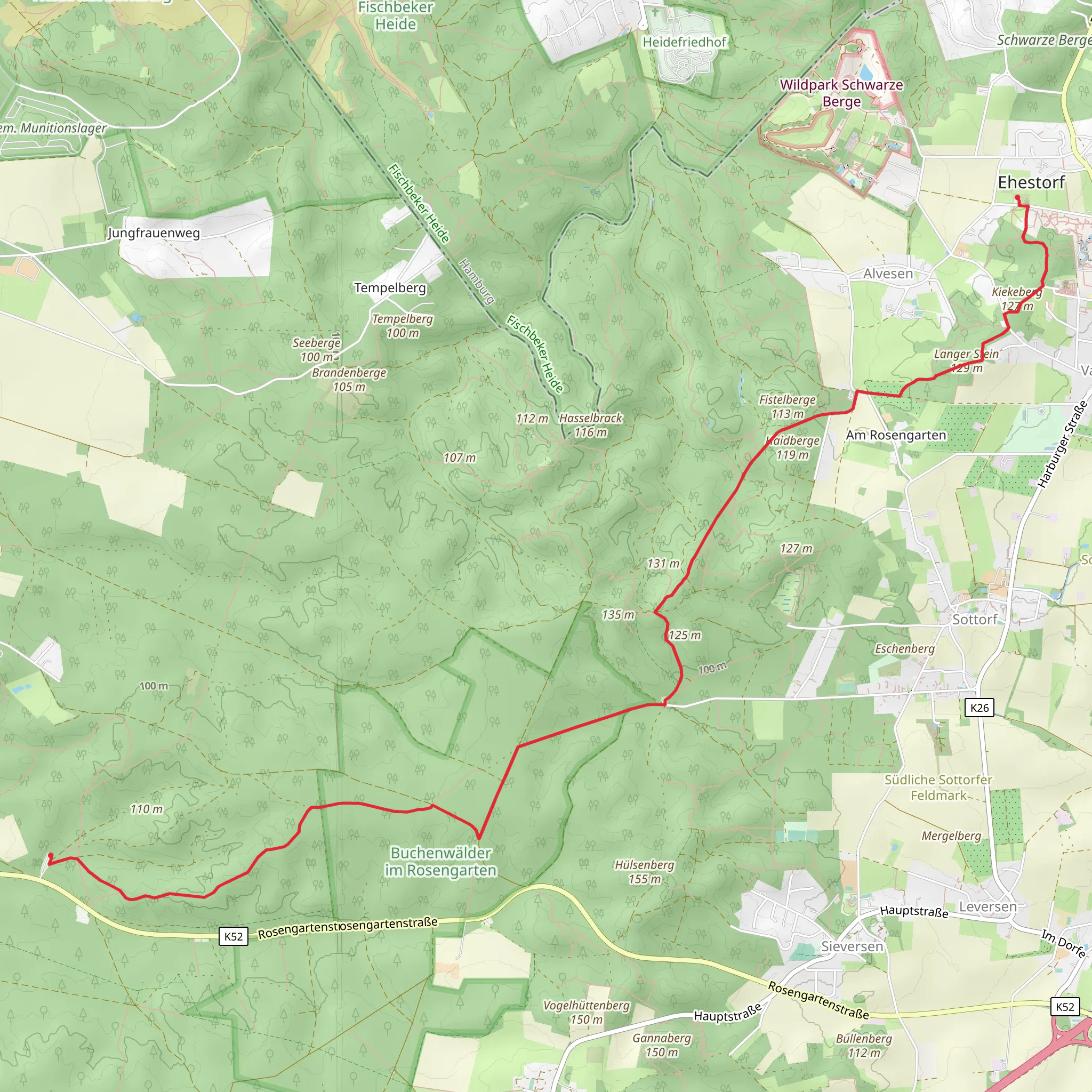 Ehestorf to Karlstein via Heideschleife Schwarze Berge mobile static map