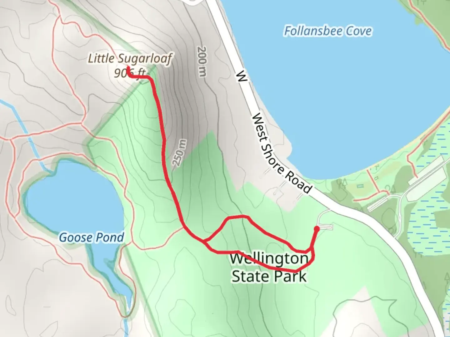 An image depicting the trail Little Sugarloaf Loop via Orange Trail and its surrounding area.