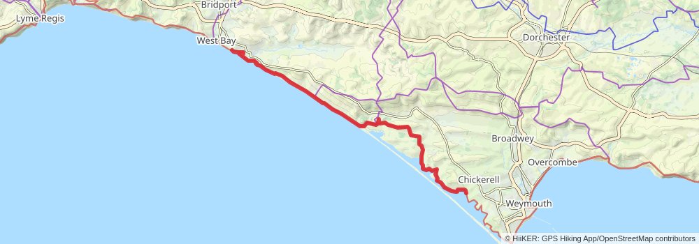 Jurassic Coast Walk stage 5 Map
