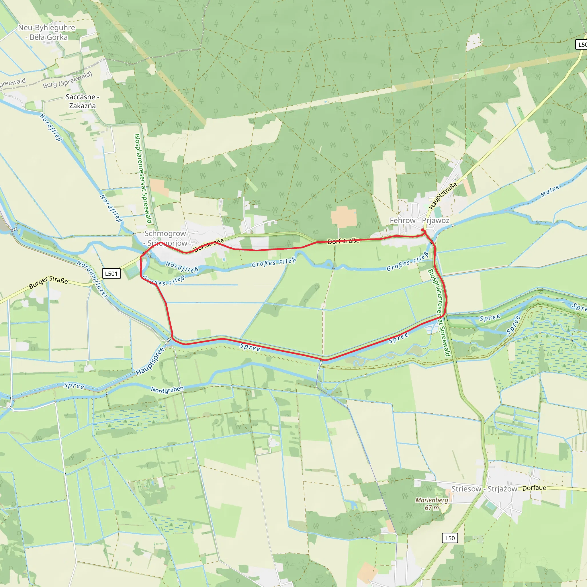 Spree via Rundwanderweg Schmogrow-Fehrow mobile static map