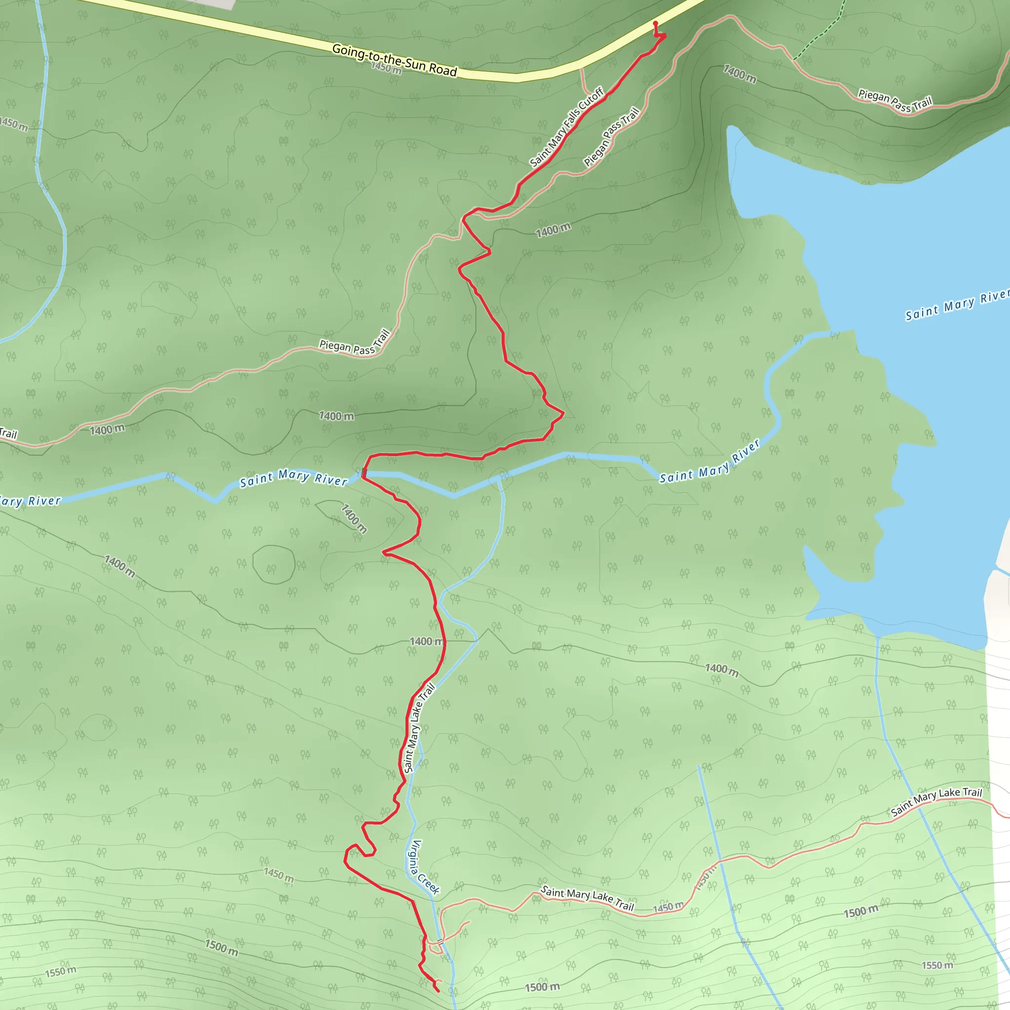 St Mary Lake Trail mobile static map