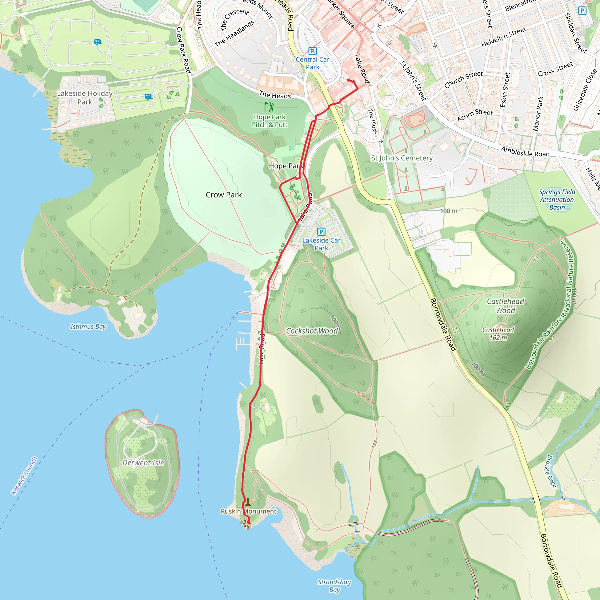 Friar's Crag from the Moot Hall - Keswick mobile static map