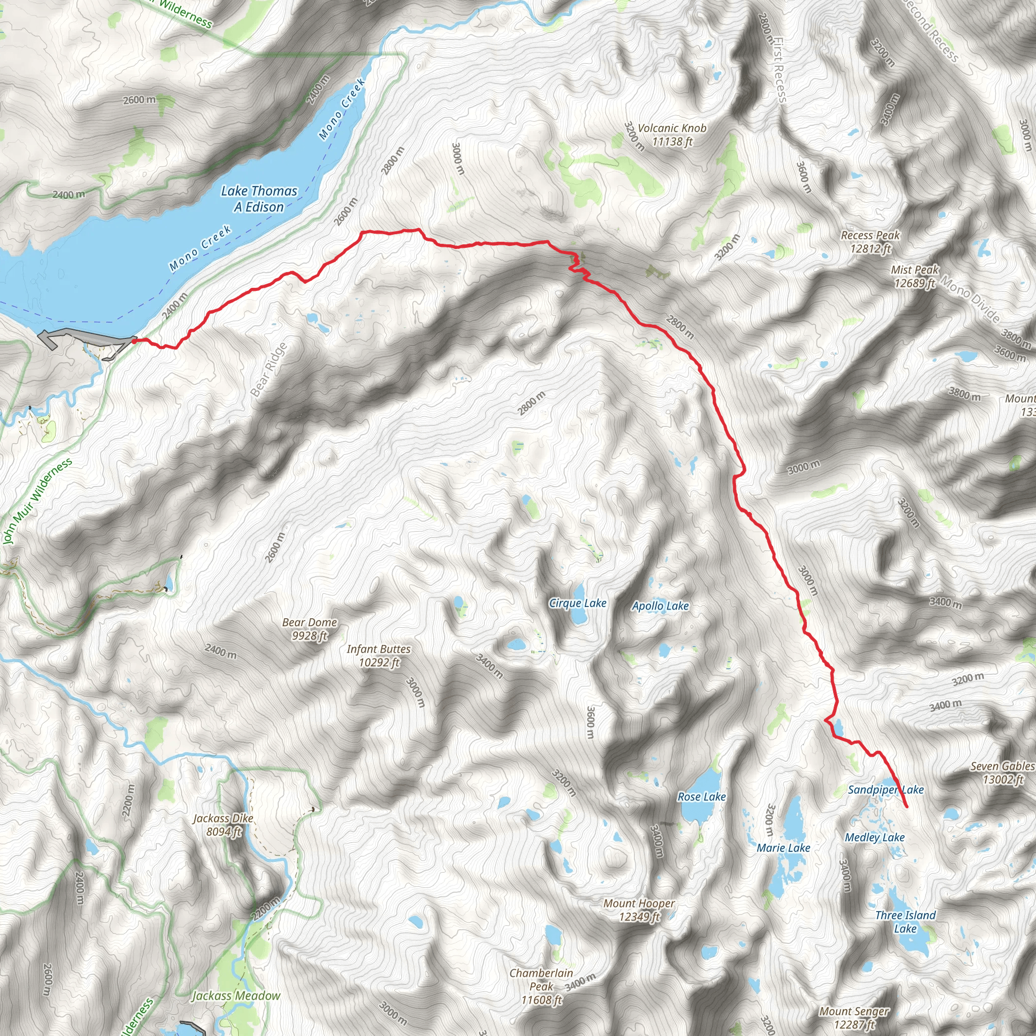 Sandpiper Lake via Pacific Crest Trail and Bear Ridge Trail mobile static map