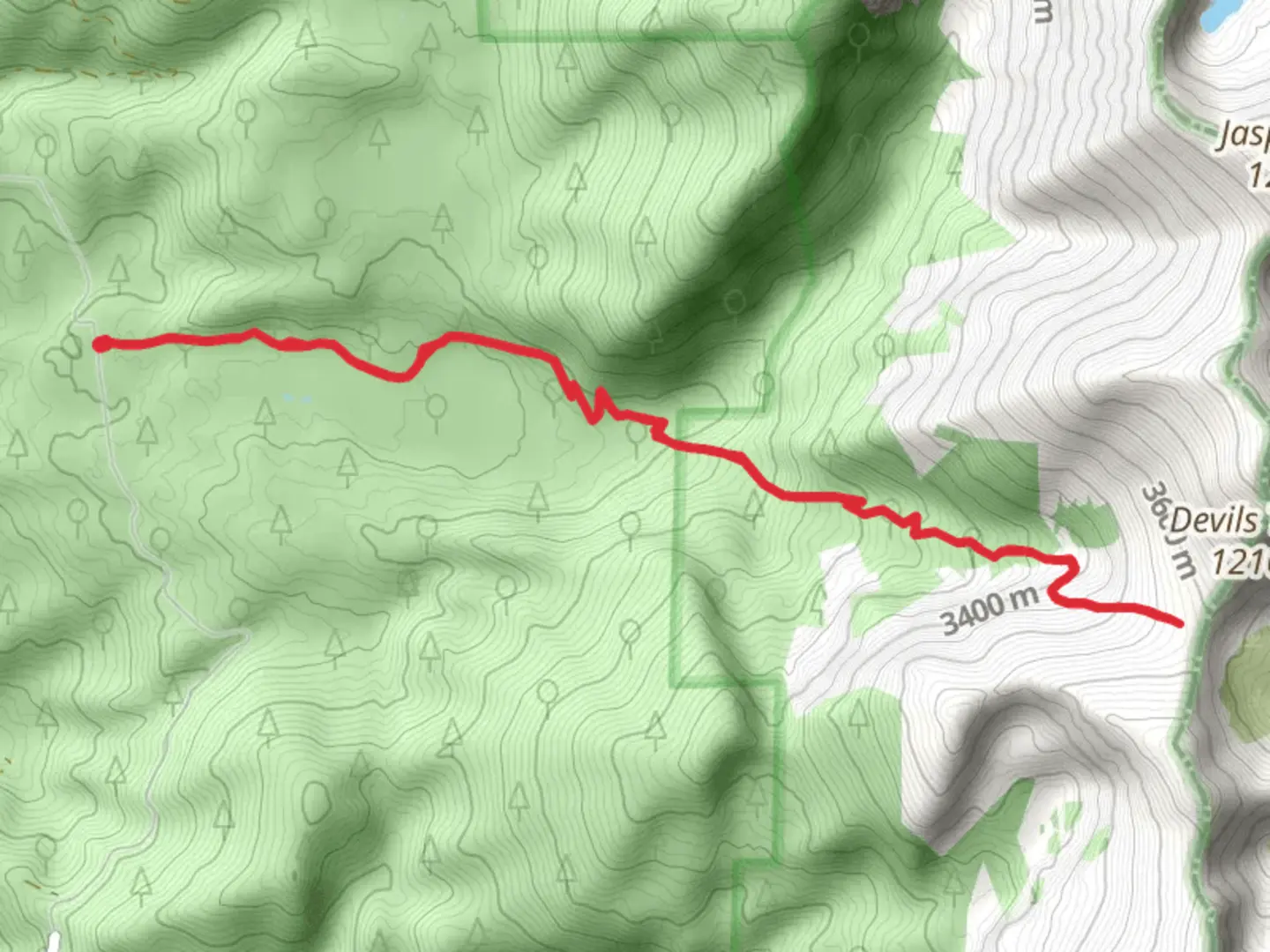 An image depicting the trail Devils Thumb via CDT and its surrounding area.