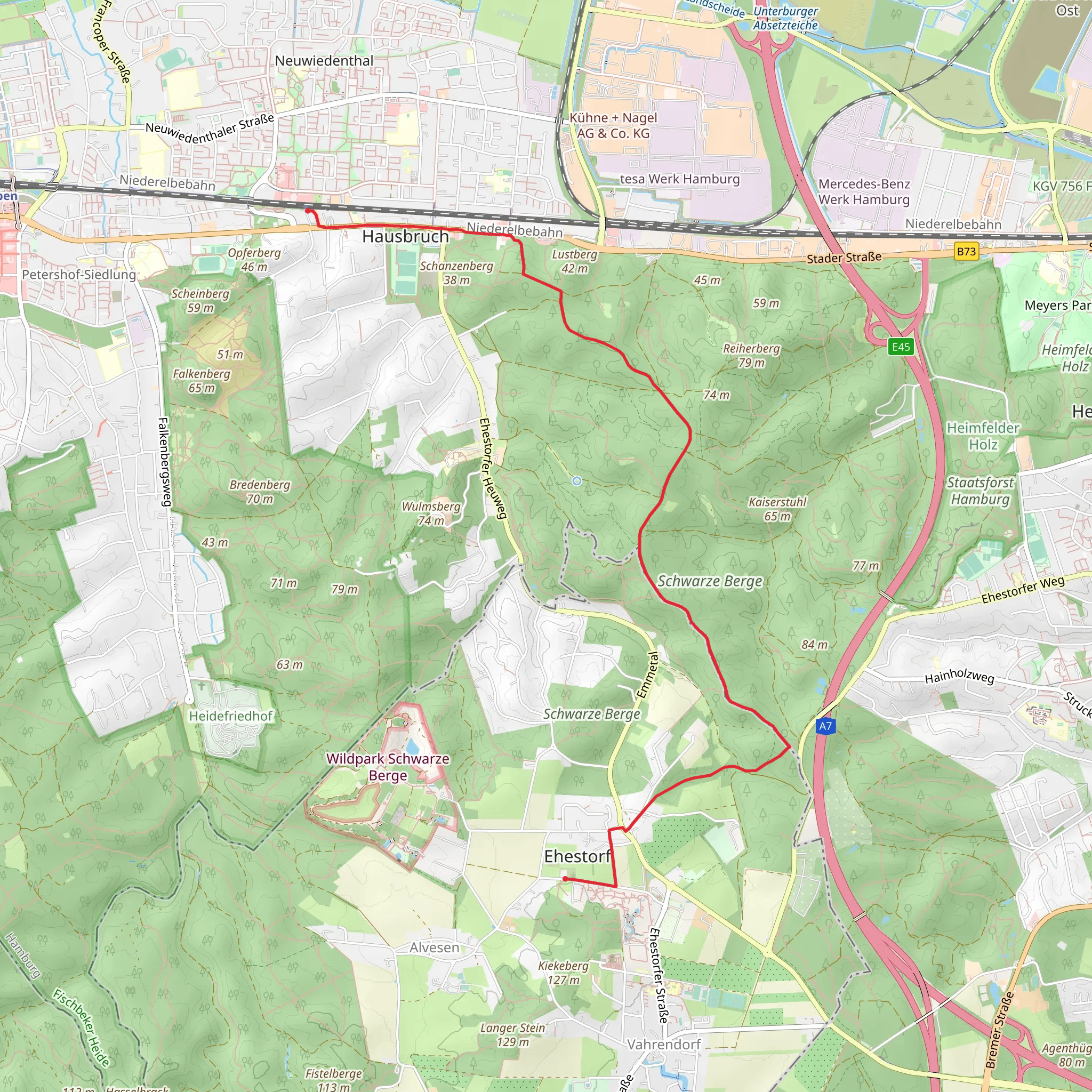 Neuwiedenthal to Ehestorf via Stadtscheide mobile static map