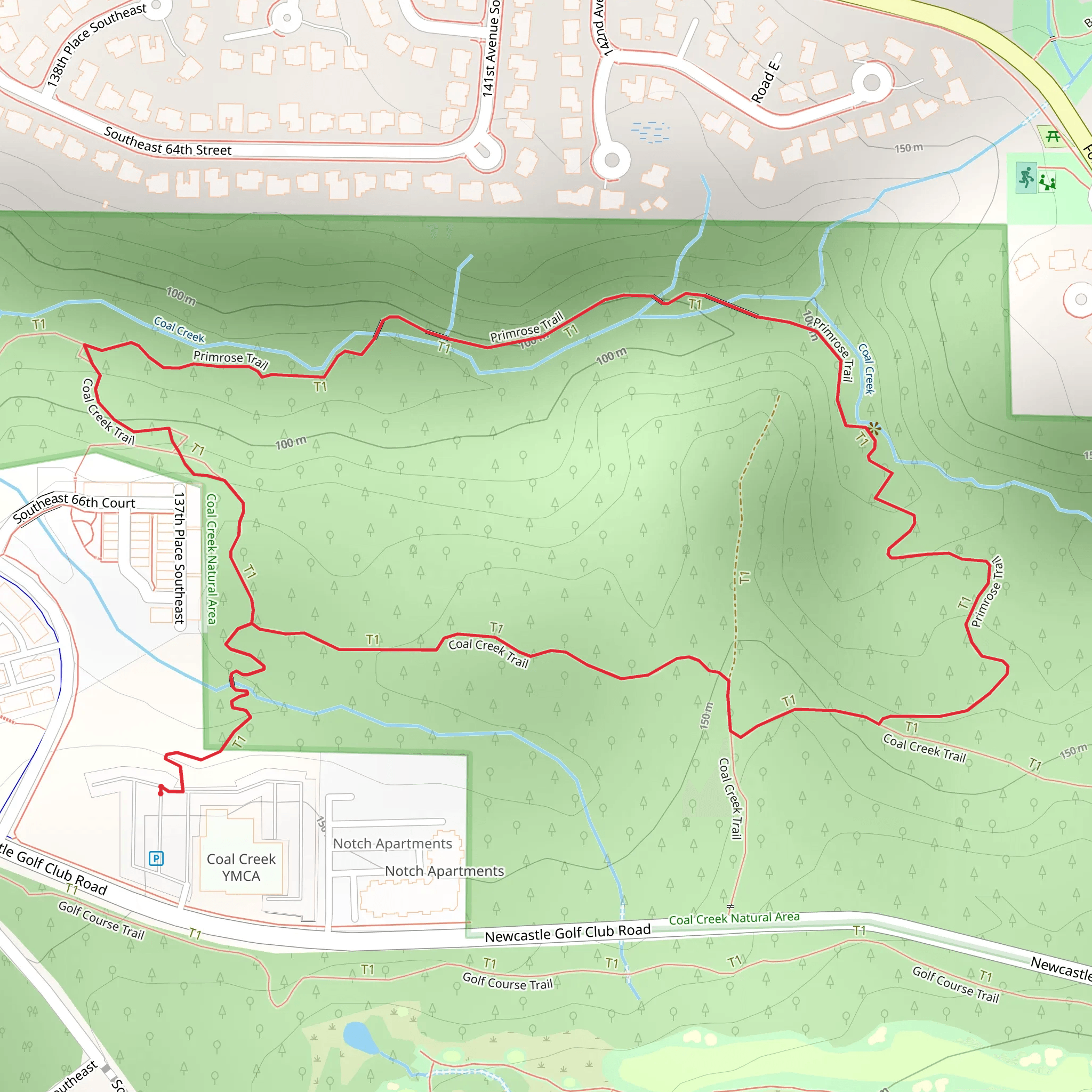 Primrose Trail and Coal Creek Trail mobile static map